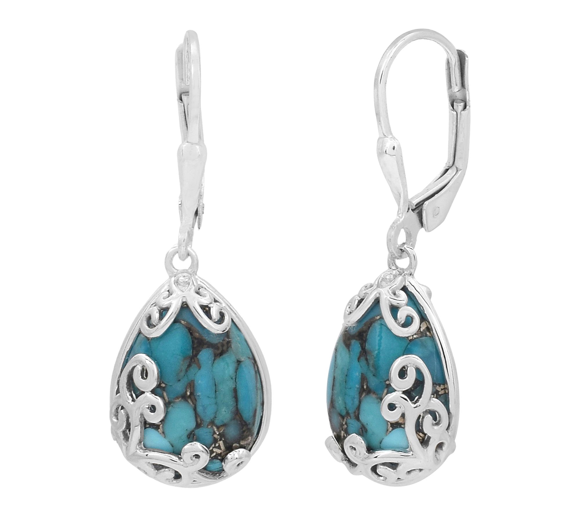 Artisan Crafted Sterling Silver Turquoise Dangle Earrings