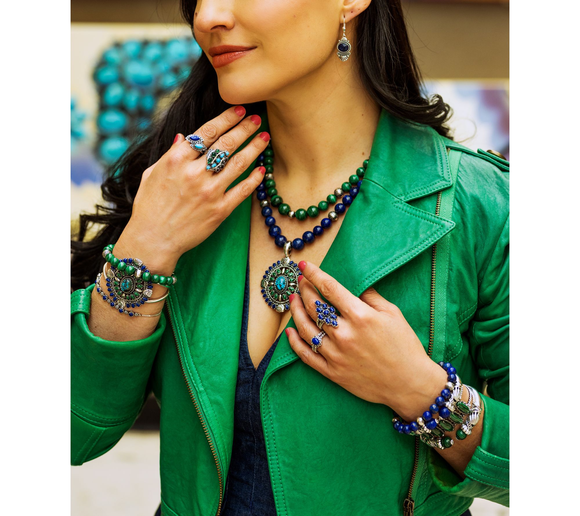 American West Sterling Silver Friendship Gemstone Adj. Bracelet