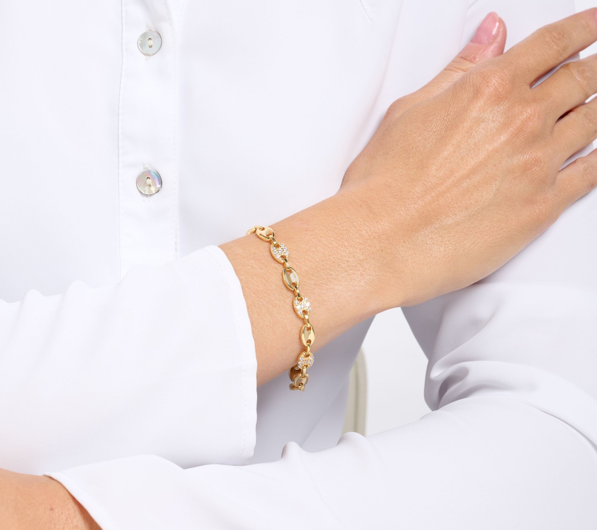 Diamonique x Kathy Levine Infinity Link Pave Bracelet, Sterling Silver