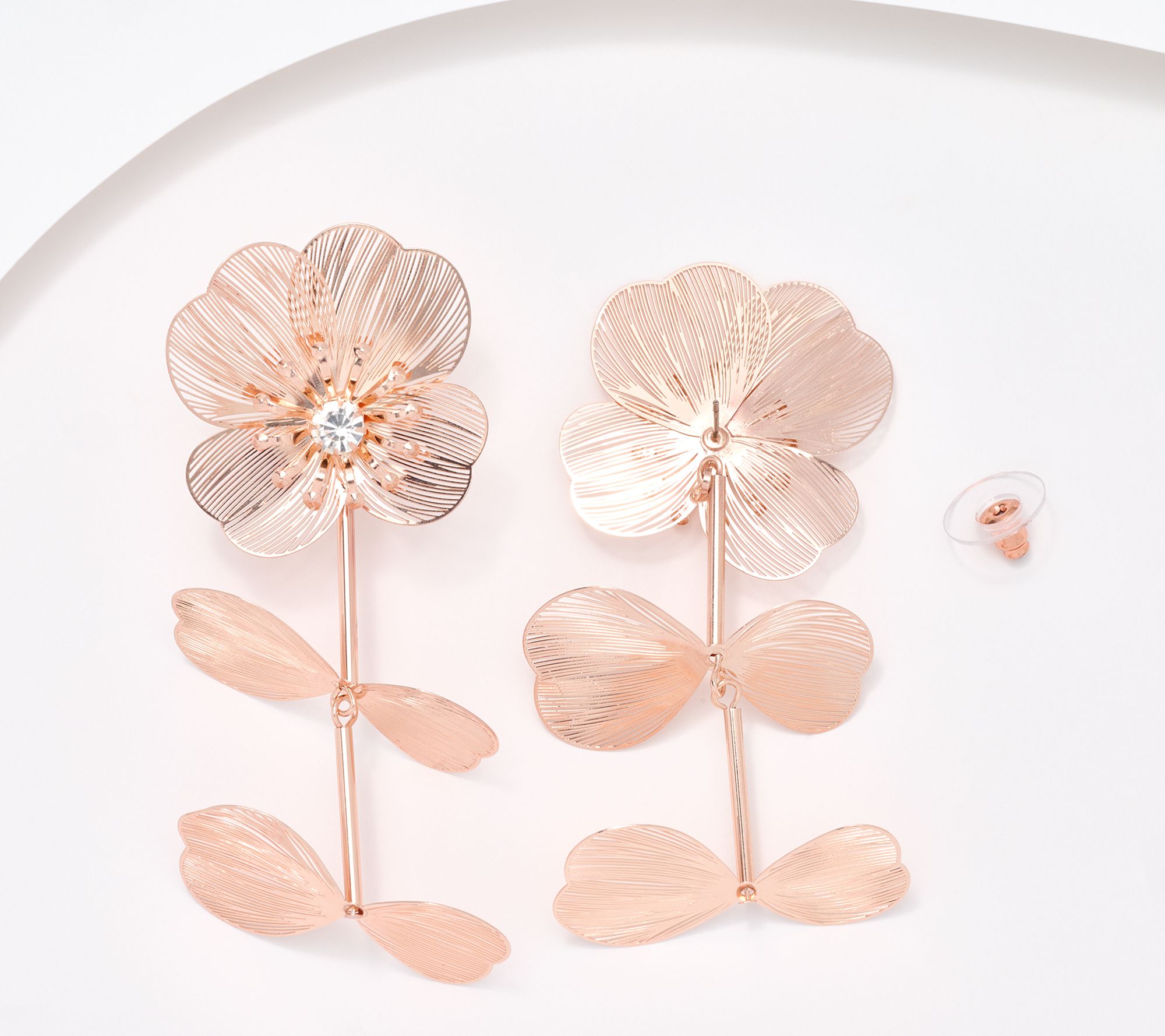 Susan Graver Metal Flower Drop Earrings