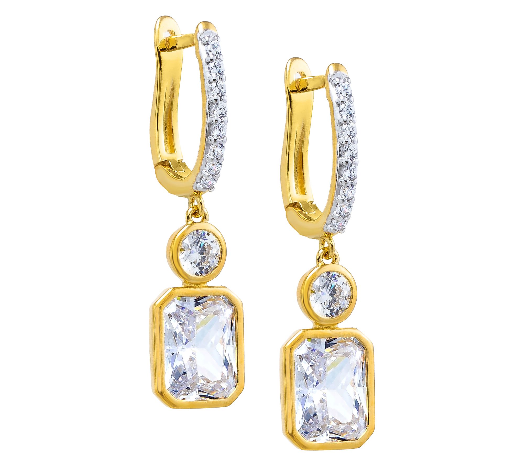 Diamonique x Jennifer Miller Asscher Dangle Earrings, Sterling