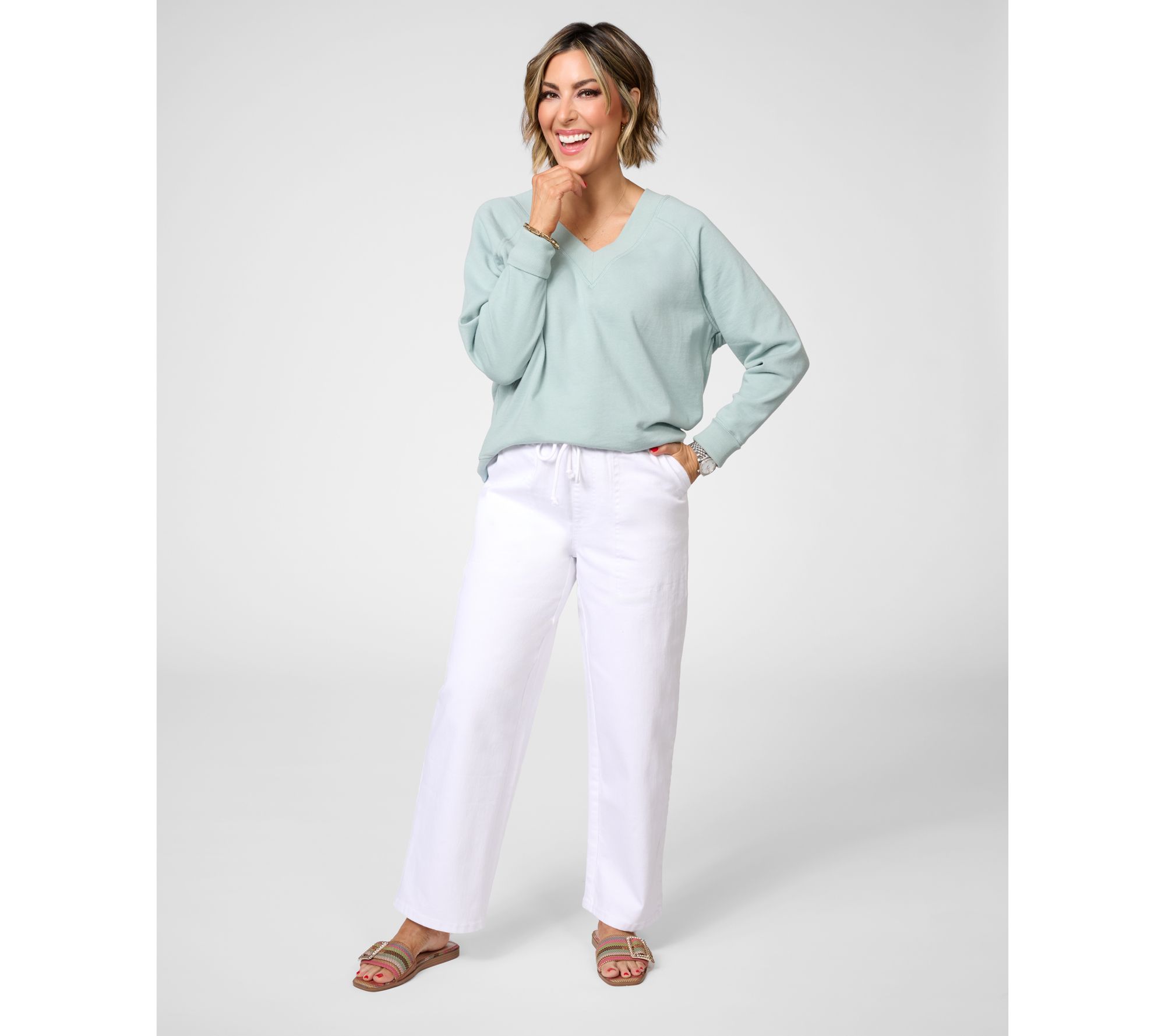 Studio Park x Amy Stran French Terry V-Neck Pullover