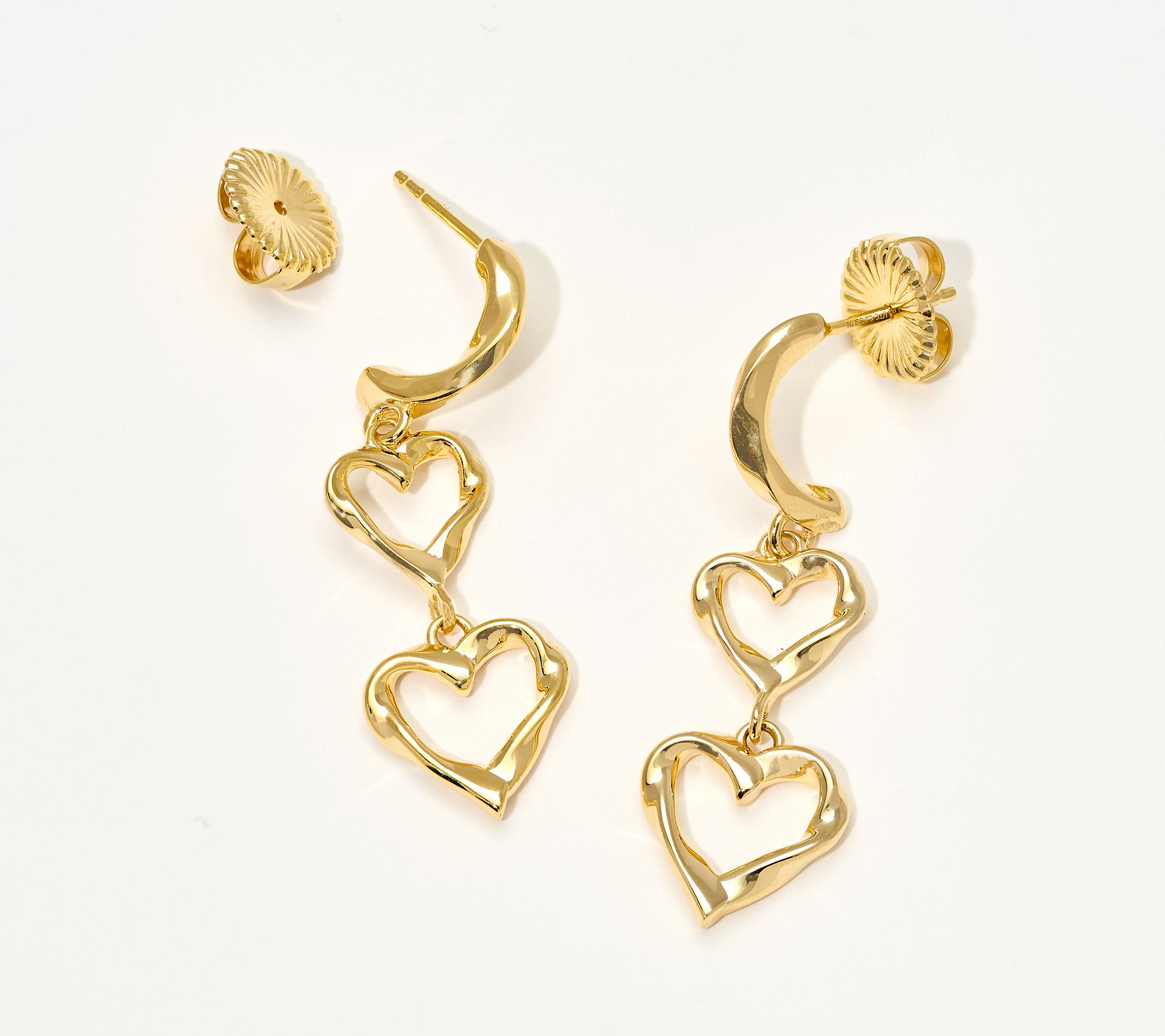 Christian James by Scott Grimes 14K Gold Clad Double Heart Drop Earrings