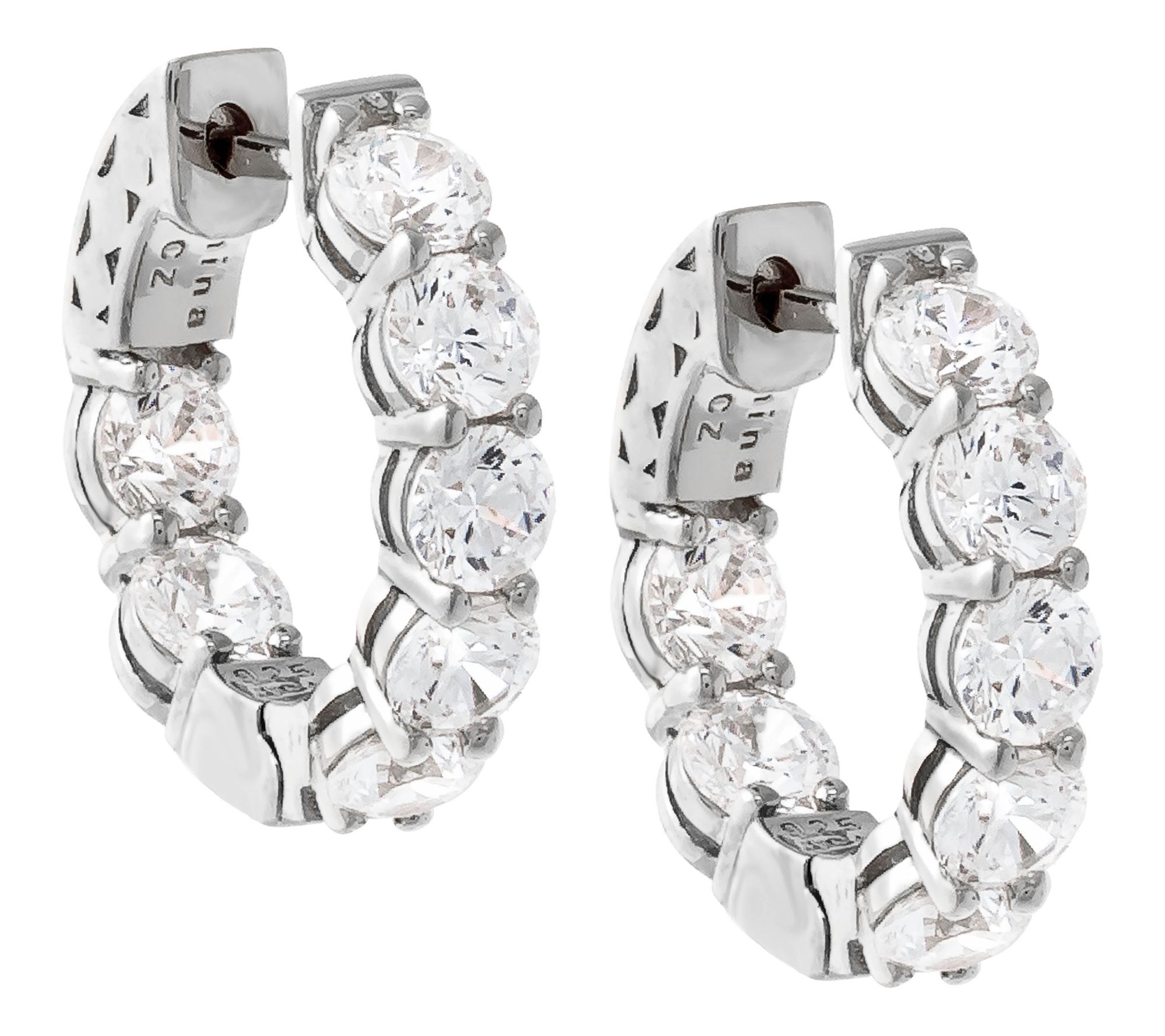 Diamonique 3.50 cttw Round Cut Hoop Earrings, Sterling Silver