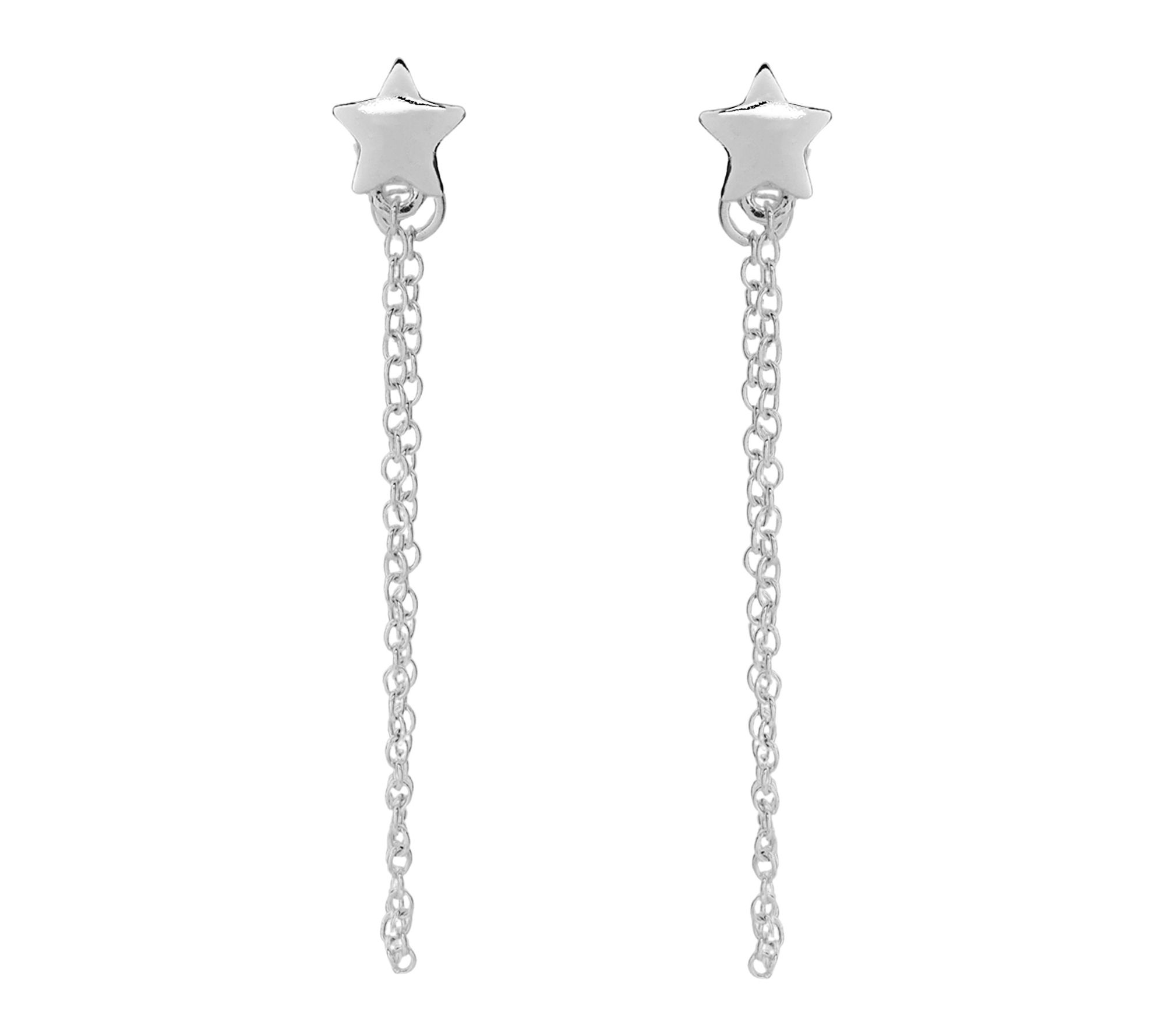 Sterling Silver Star with Chain Earrings