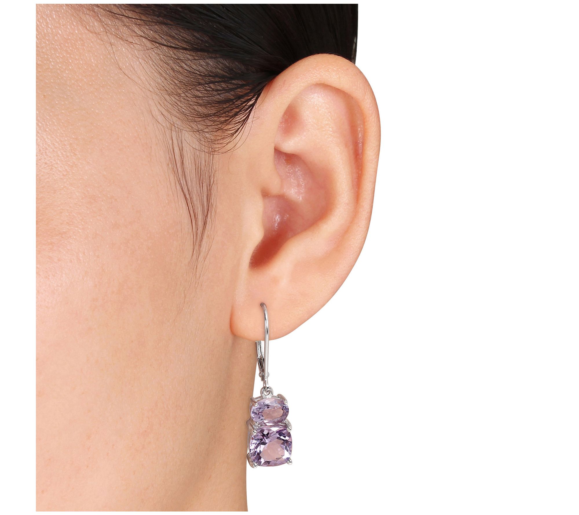 Sterling Silver 5.00 cttw Rose de France & Amethyst Earrings