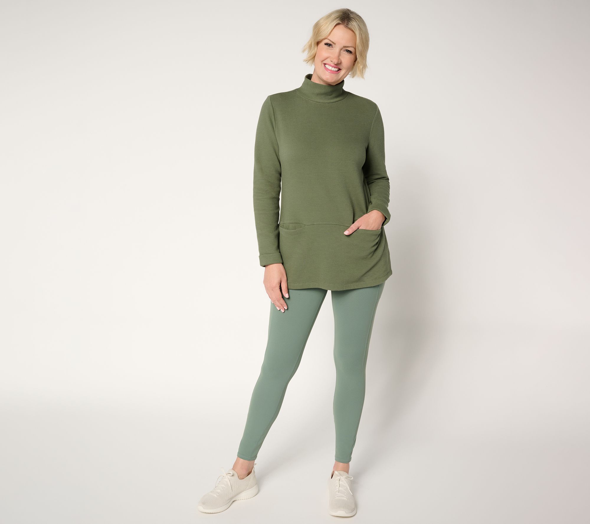 Denim & Co. Active Regular Ottoman Mock Neck Tunic