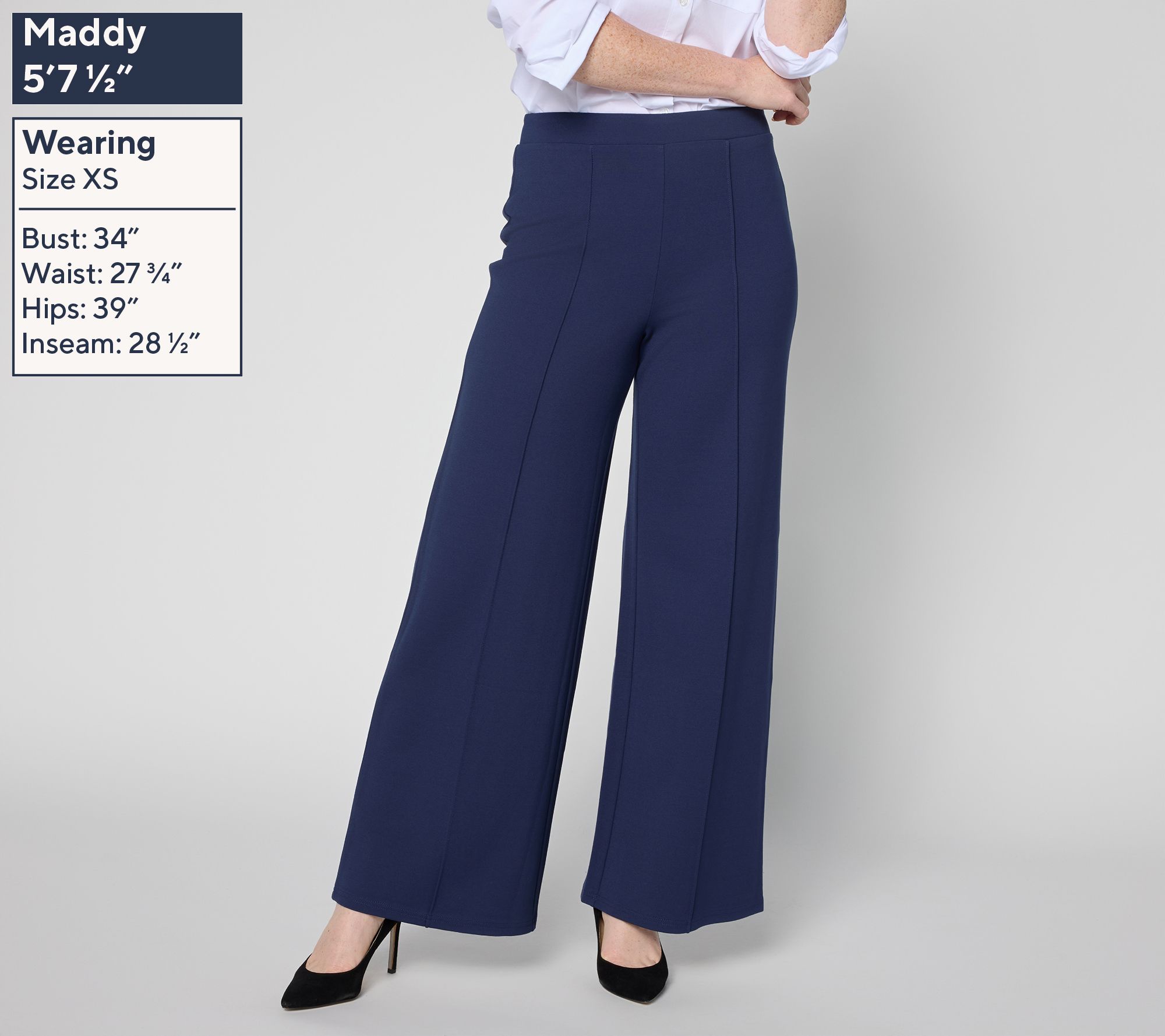 Joan Rivers Petite Bitsy Wide Leg Pull-On Ponte Pants