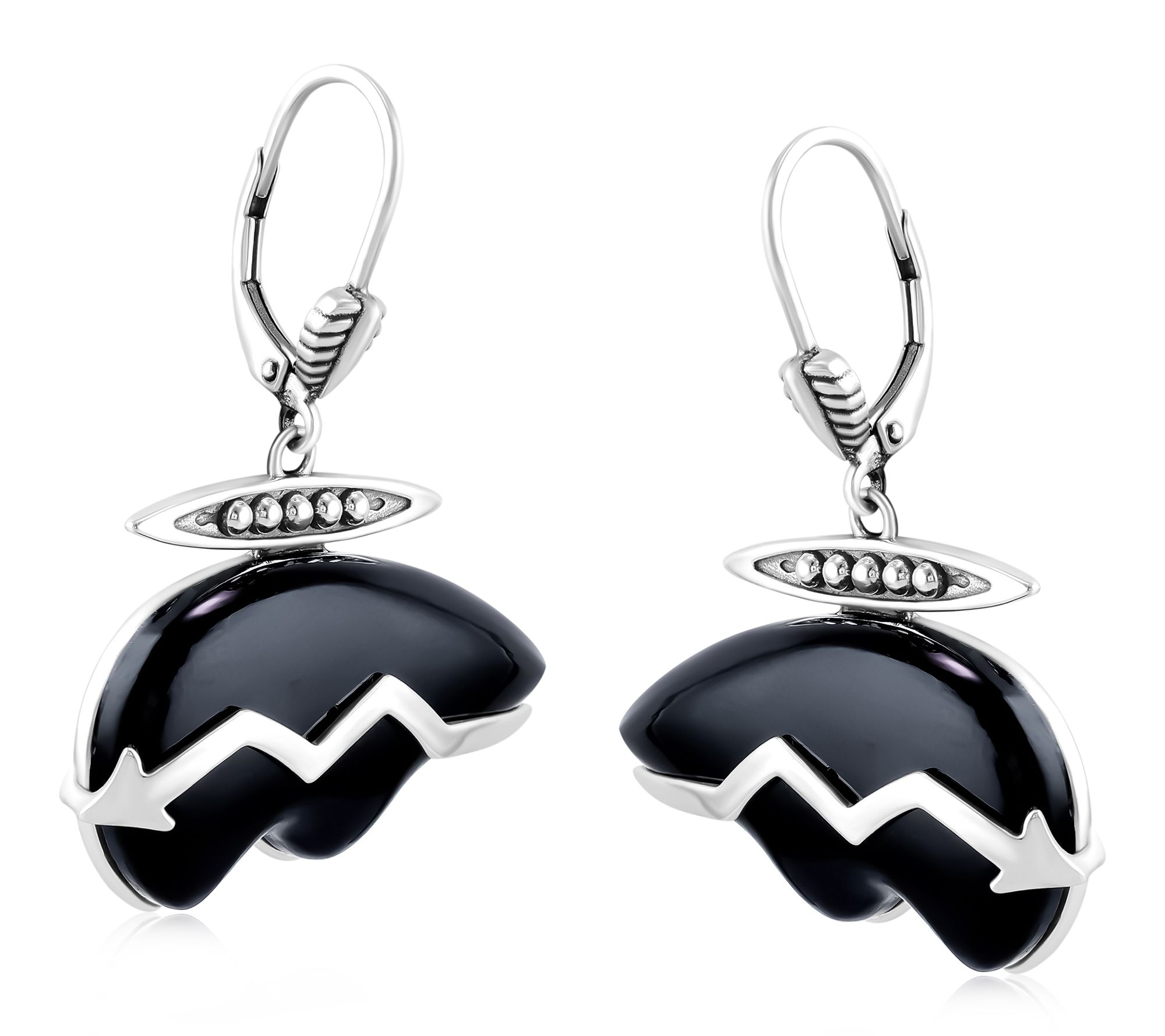 American West Sterling Silver Gemstone Bear Dangle Earrings