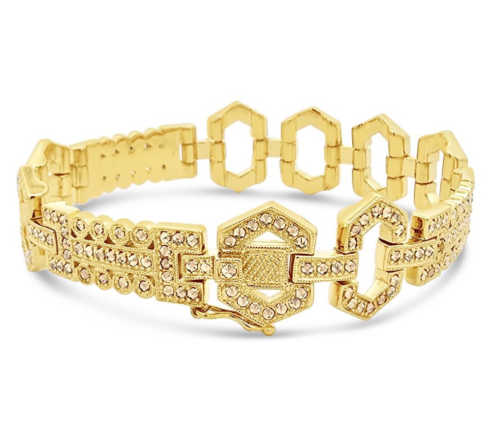 Dallas Prince 14K Gold Clad Marcasite Fancy Link Bracelet