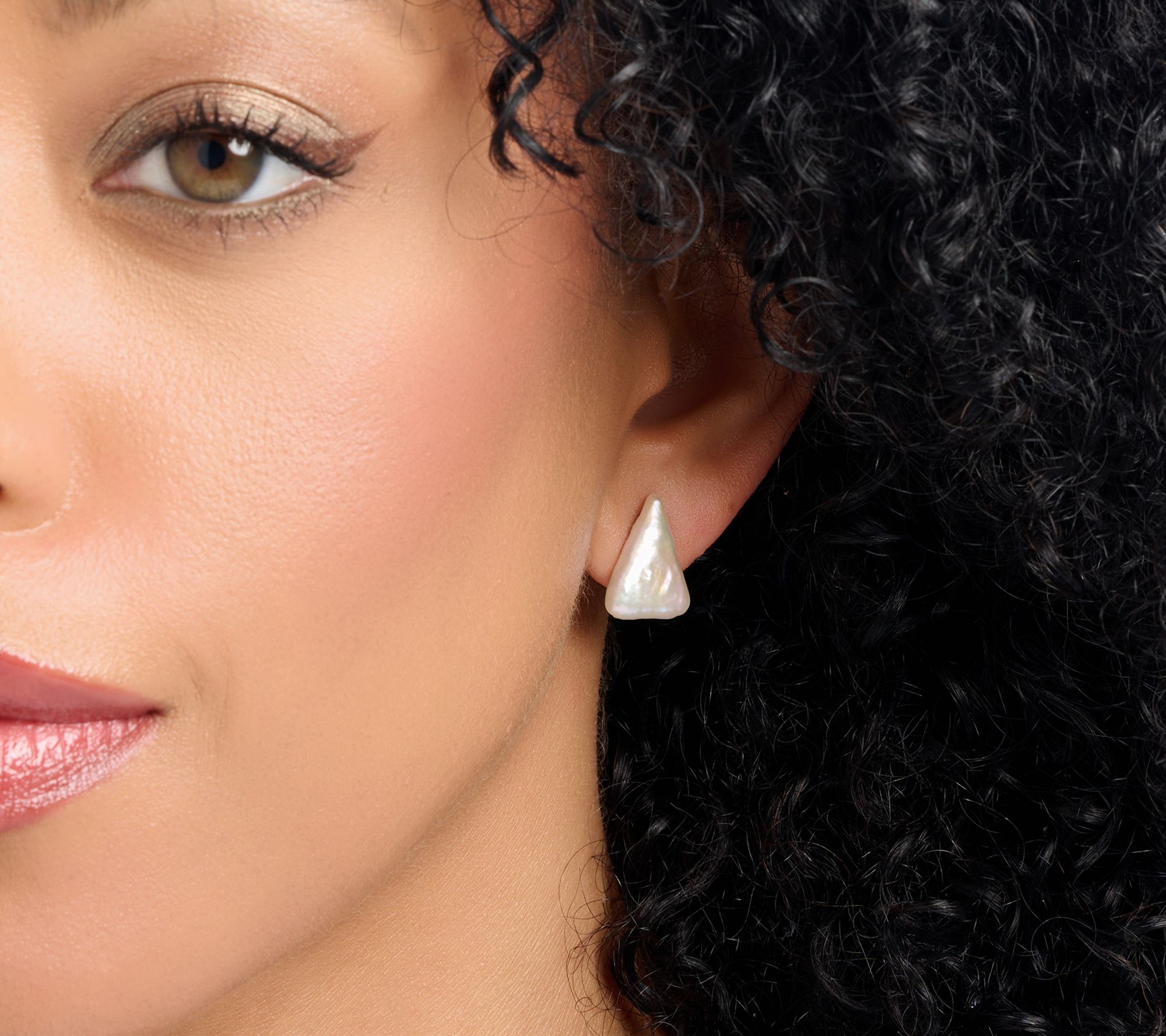 Honora Sterling Silver Triangle Shaped Cultured Pearl Stud Earrings