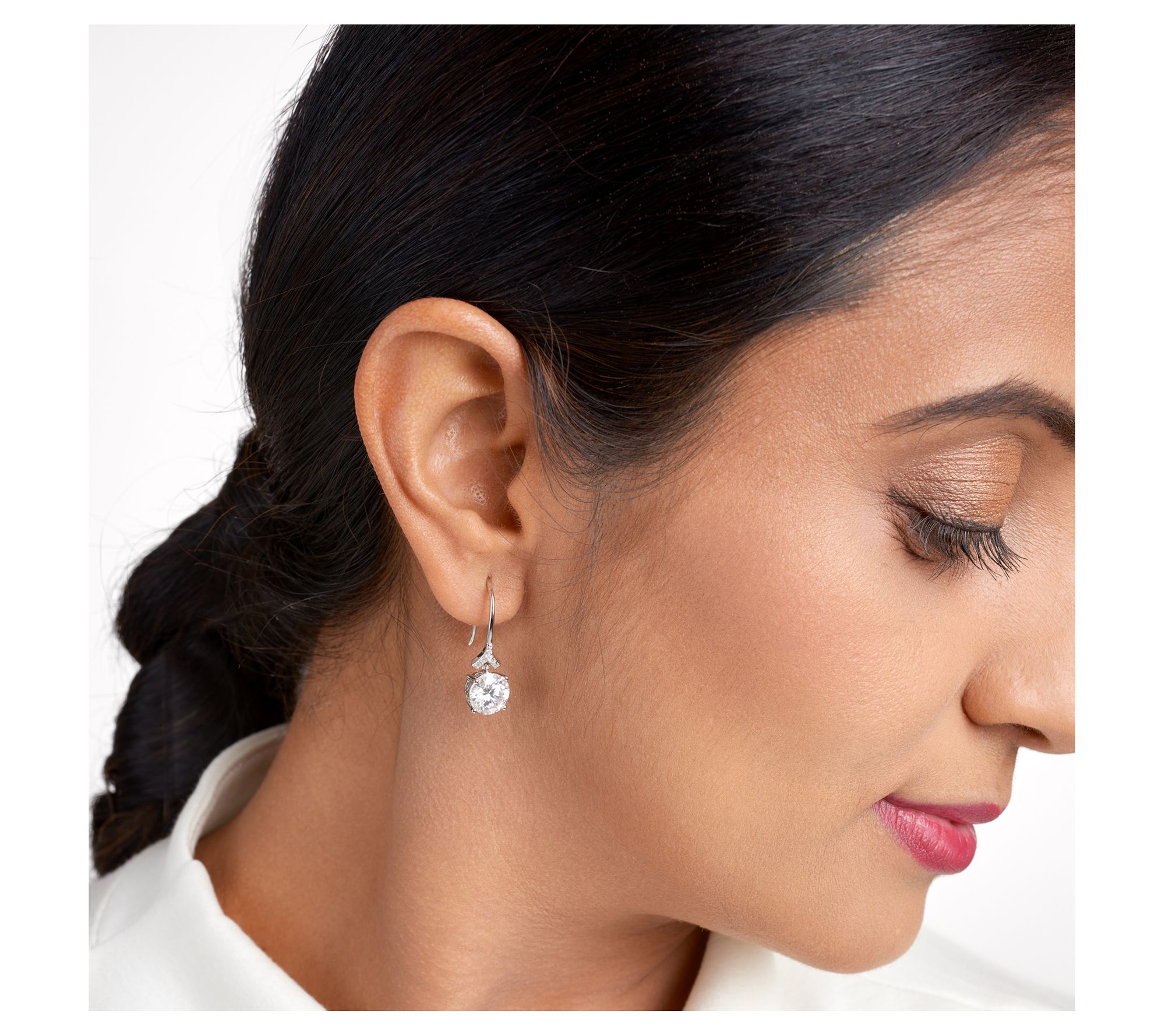 Sterling Silver 4.10 cttw Moissanite Dangle Earrings