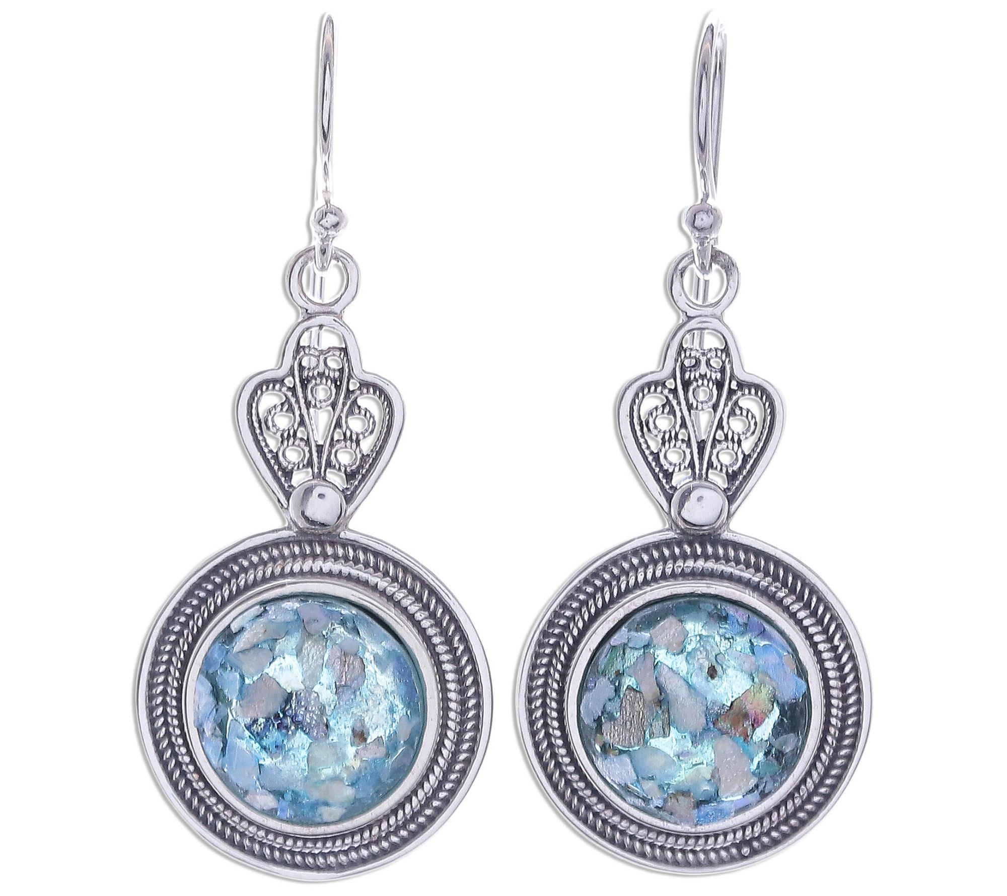Novica Sterling Silver Roman Glass Earrings