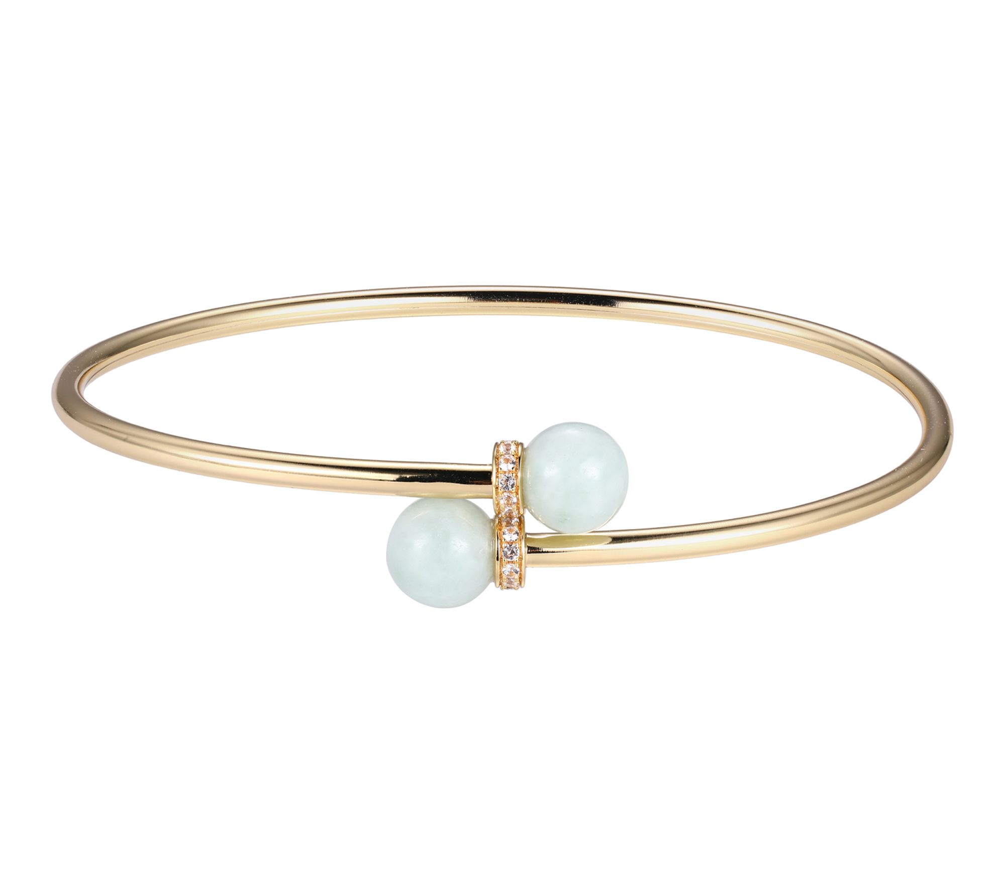 Dynasty Jade & White Sapphire Cuff Bracelet, 18K Gold Plated