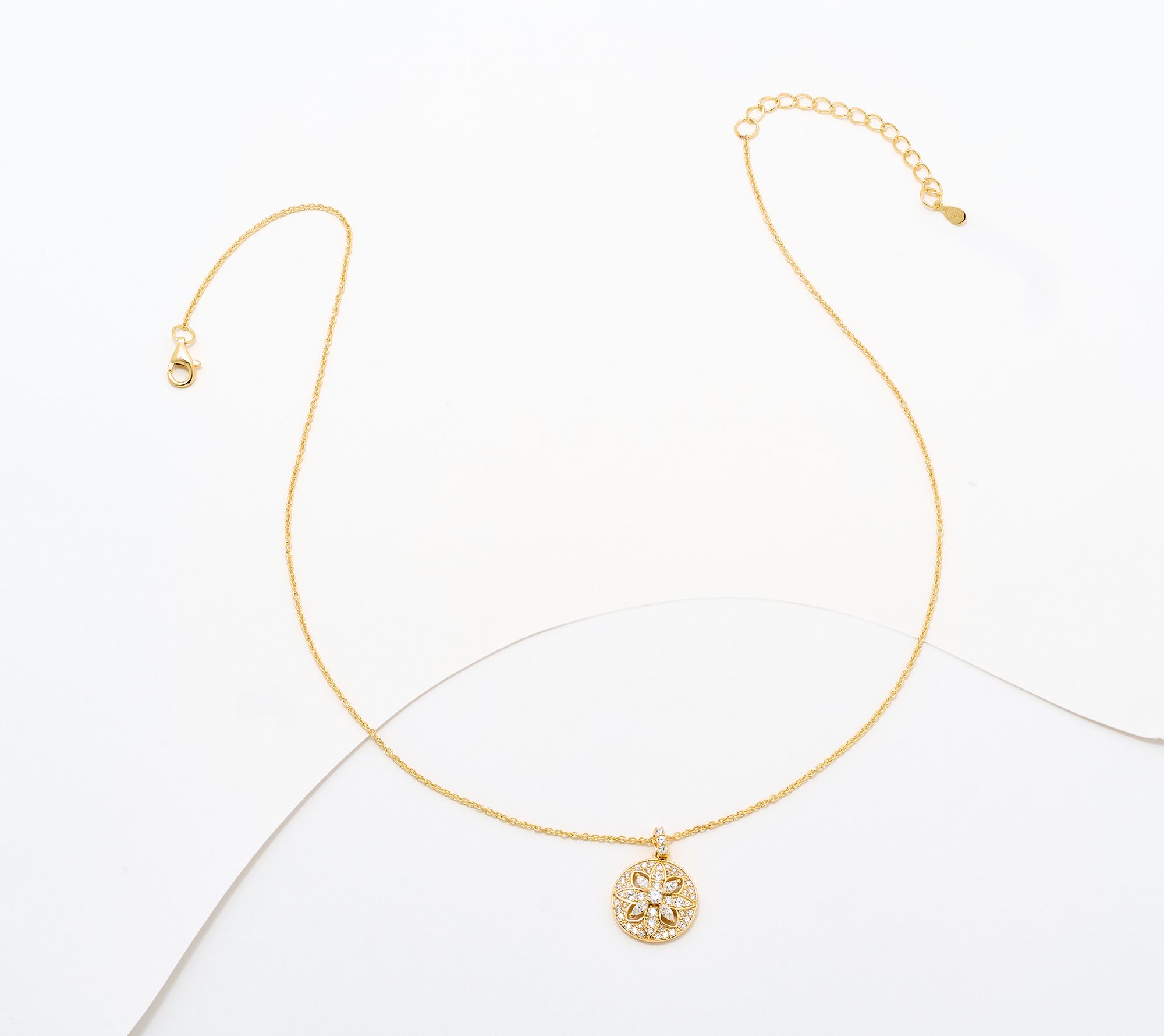 Diamonique x Kathy Levine Sand Dollar Circle Necklace Sterling Silver