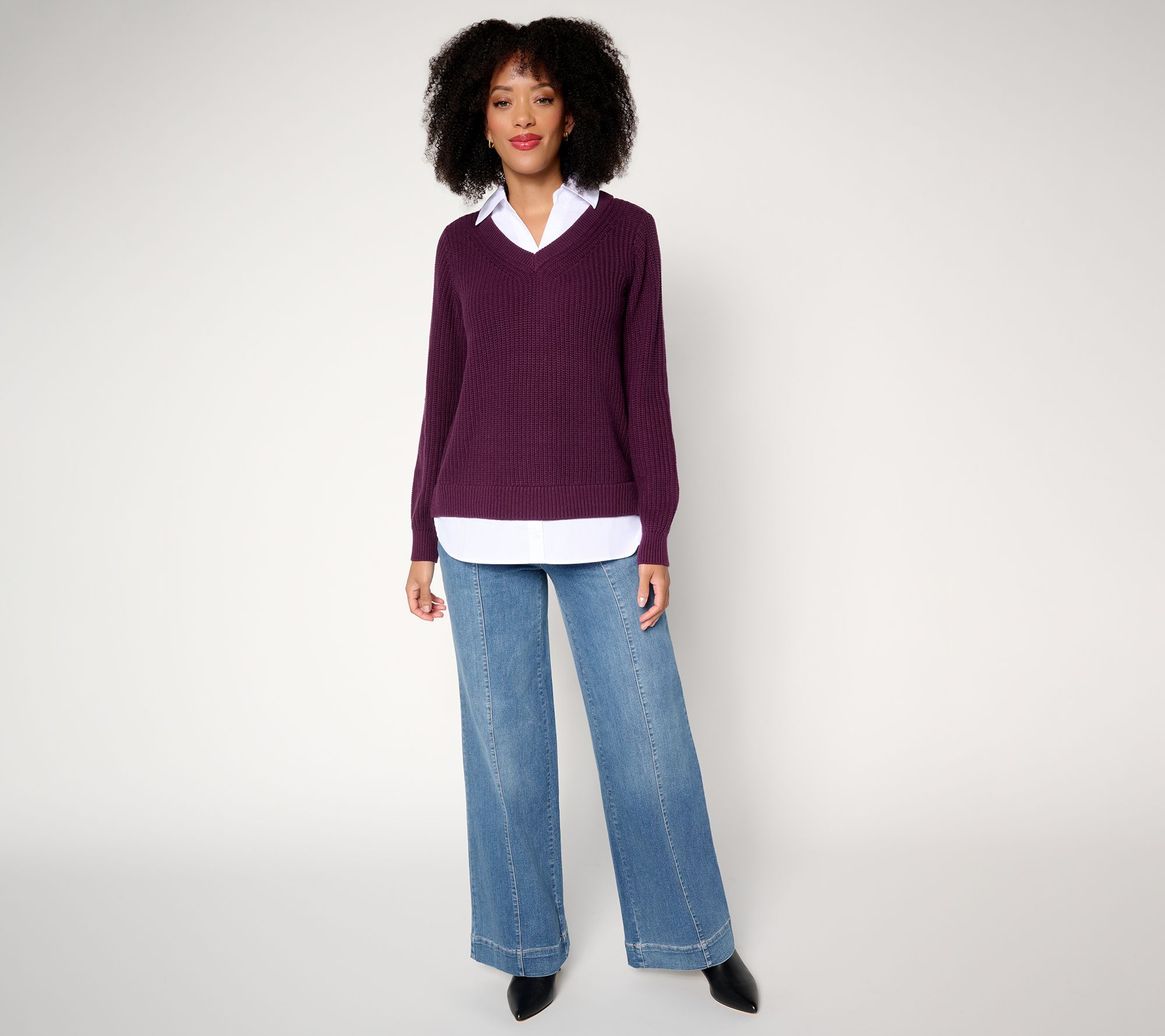 Belle by Kim Gravel Petite TripleLuxe Front Seam Full Leg Jean