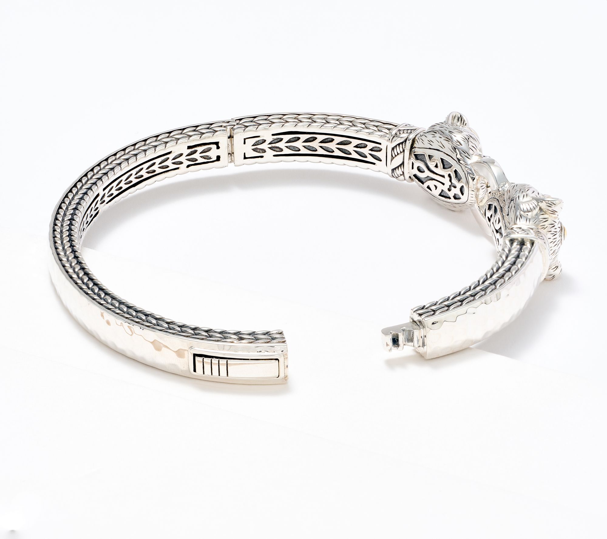 JAI Sterling & 14K Figurative Bangle Bracelet, 31.9g