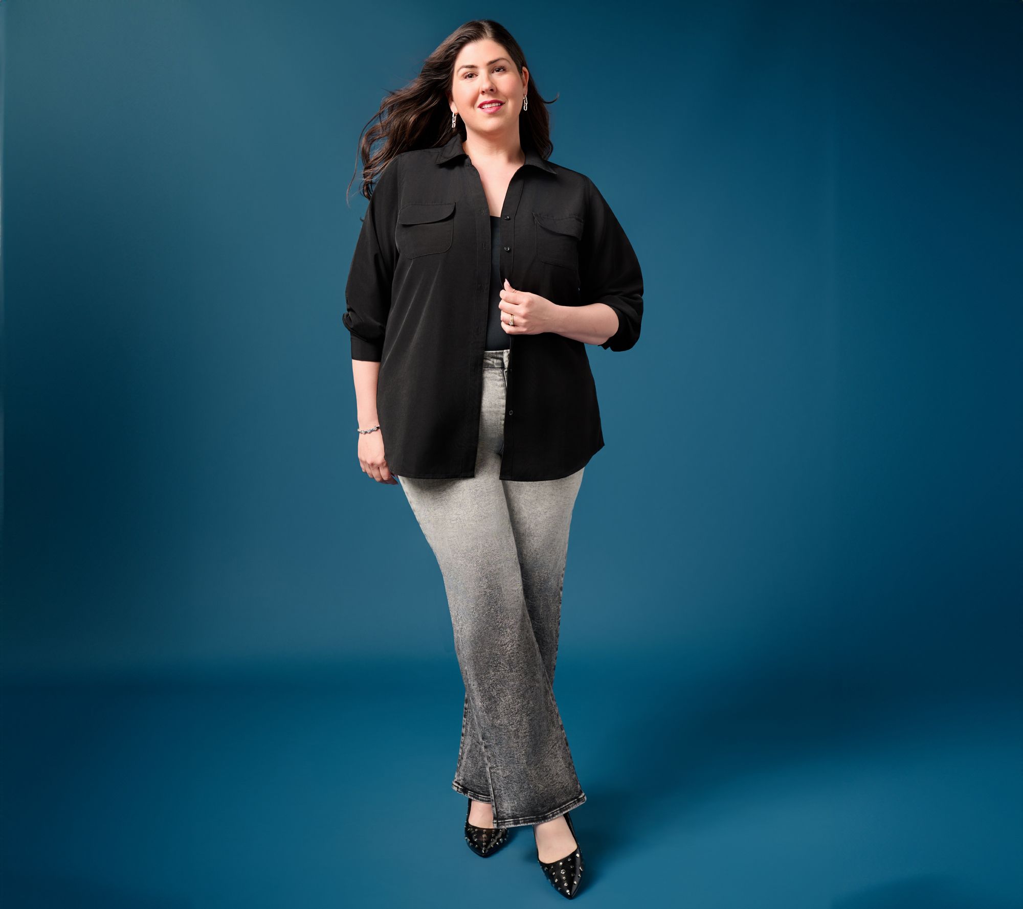 Denim & Co. Essentials Original Button Front Utility Tunic