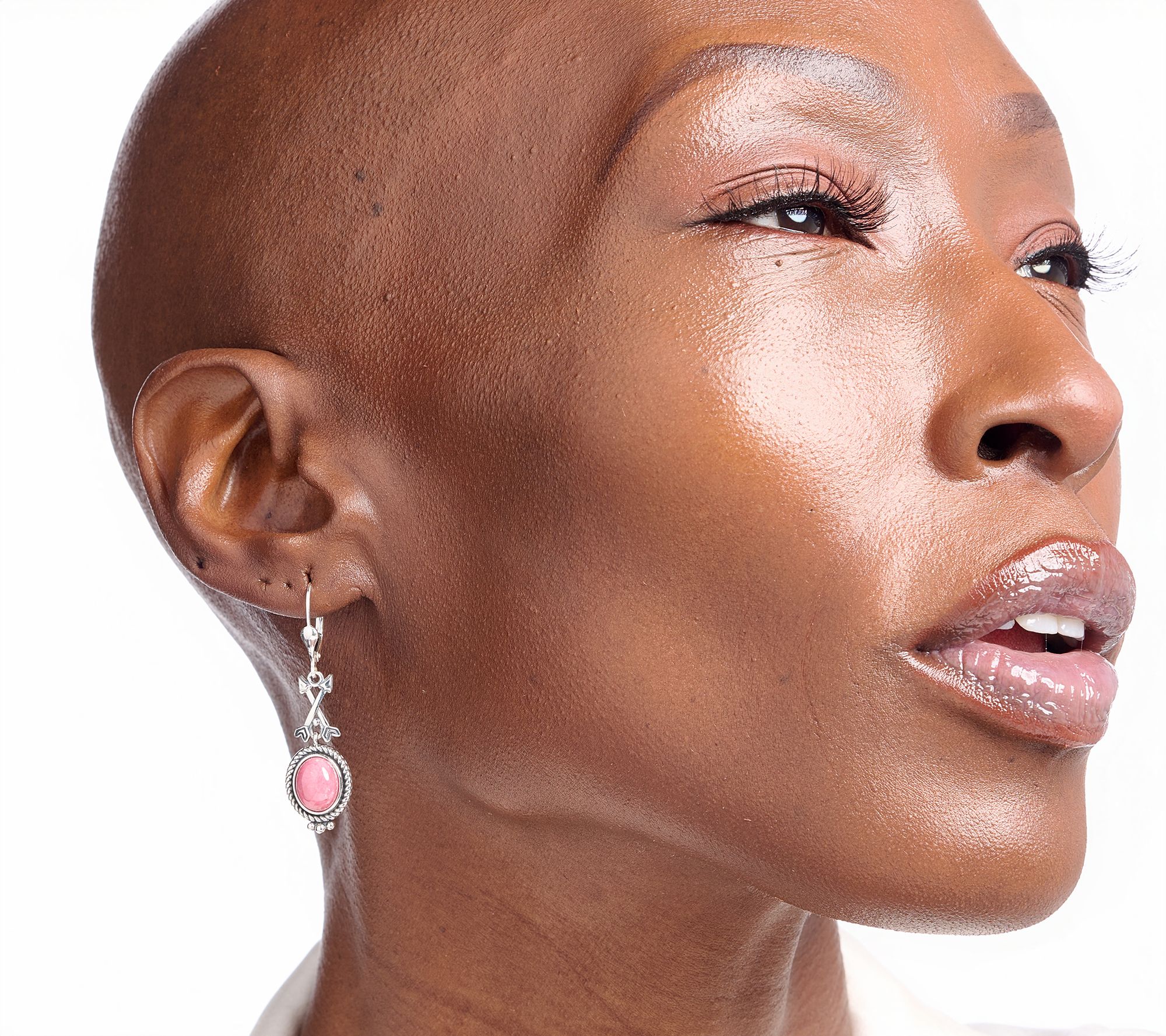 American West Sterling Silver Oval Gemstone Symbol Lever Back Earrings