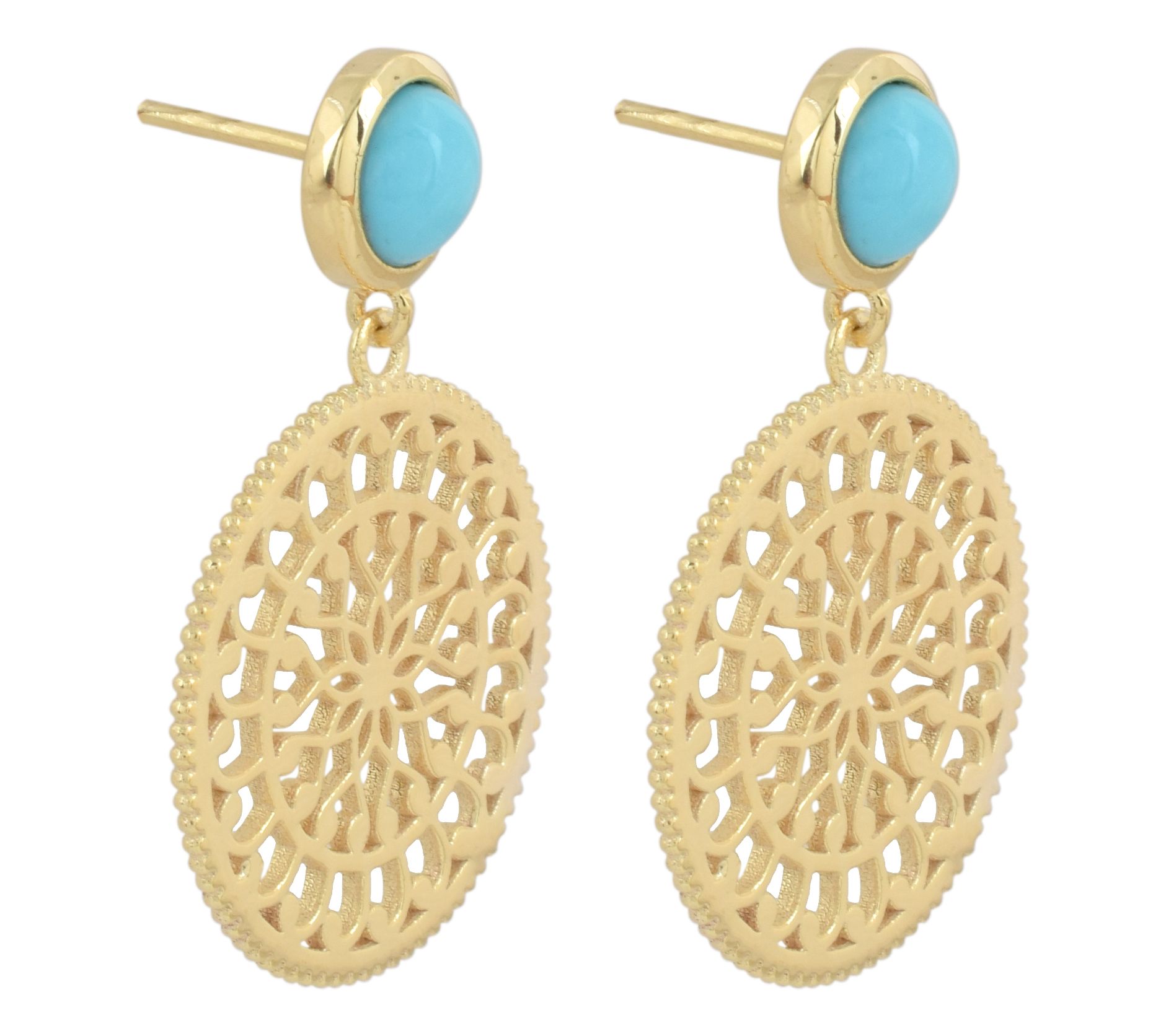 Artisan Crafted 14K Gold Plated Turquoise DropEarrings