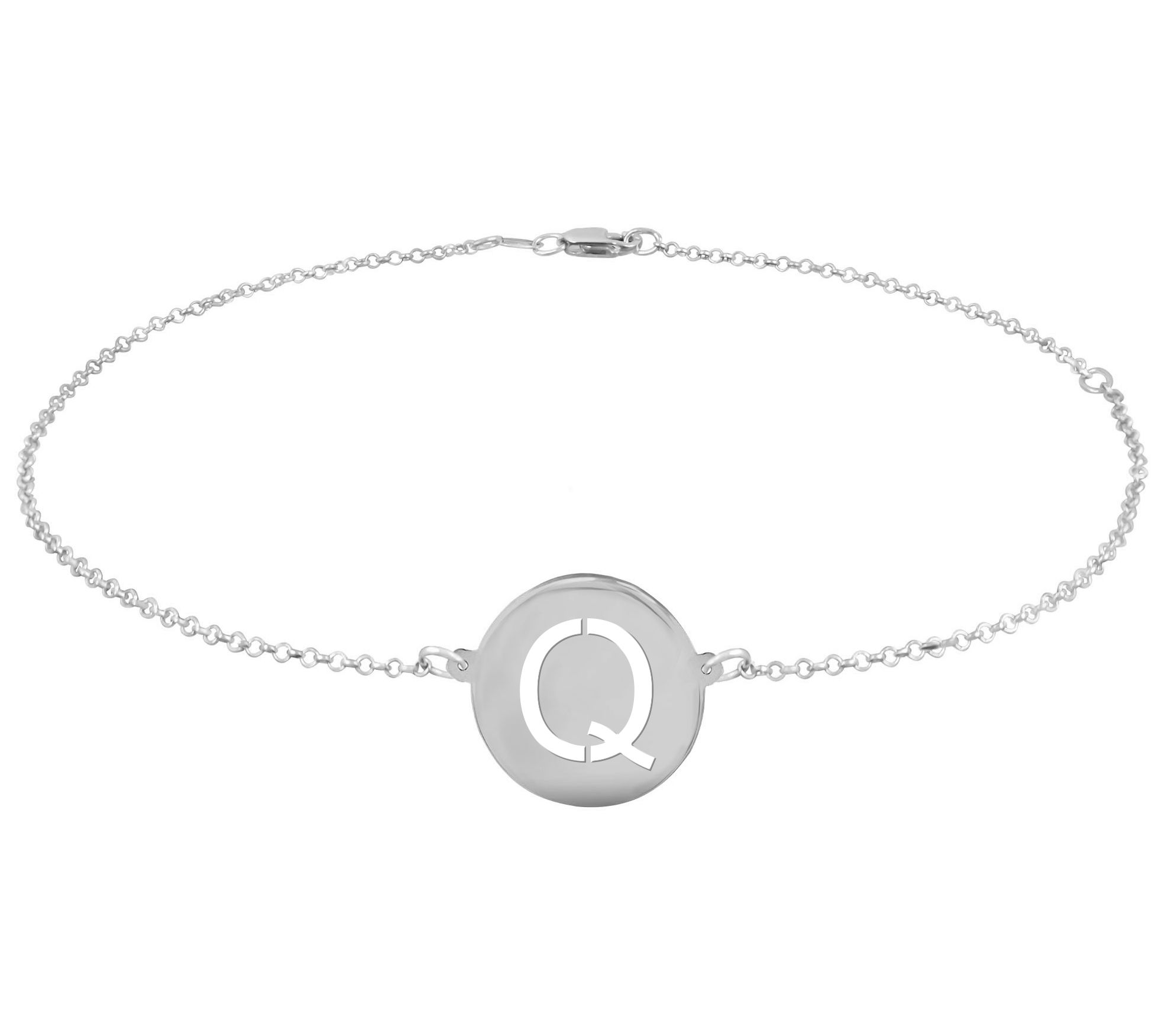 Personalized Sterling Silver Round Initial Ankle Bracelet