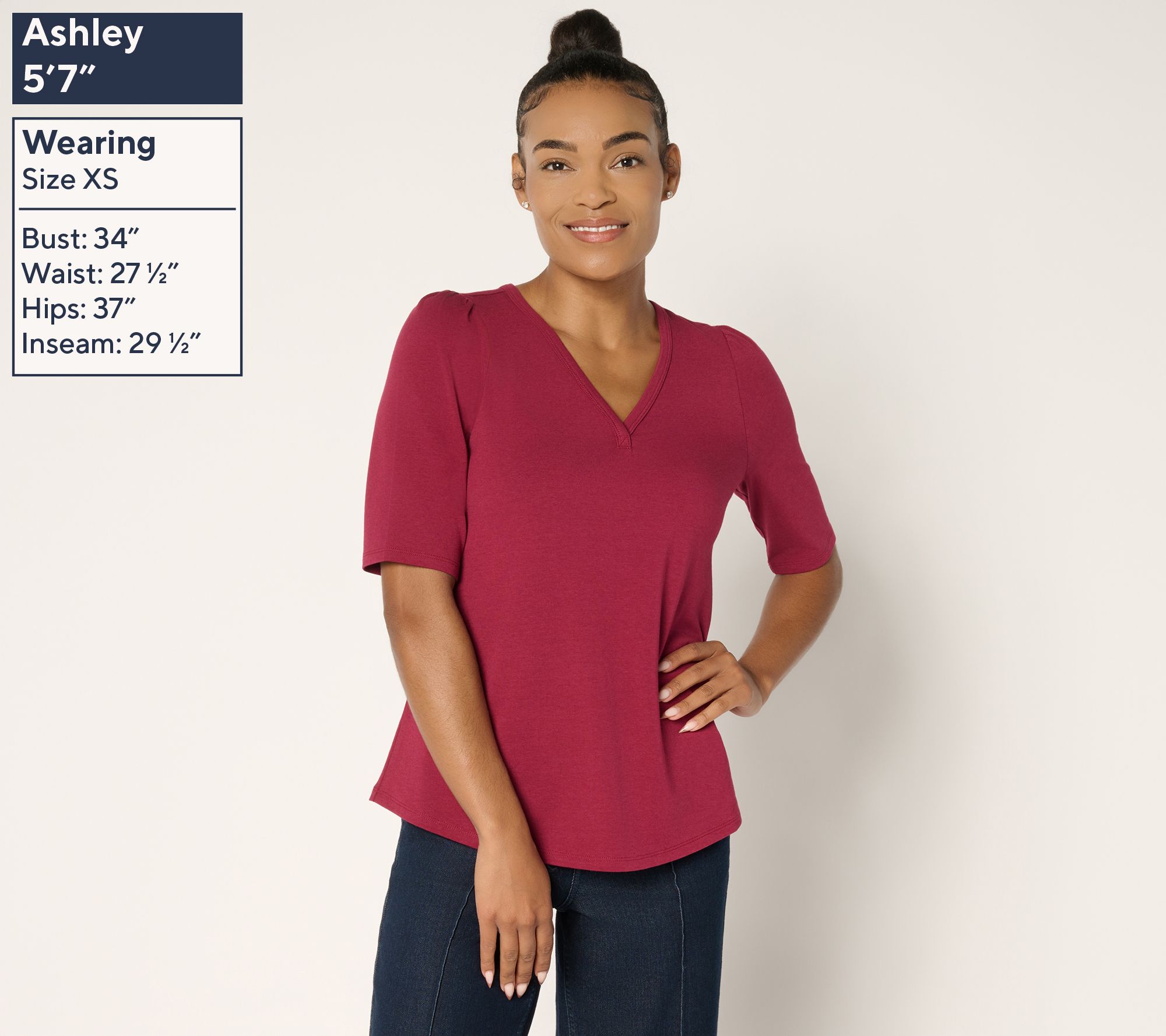 Ree by The Pioneer Woman Essentials Elbow Sleeve Top