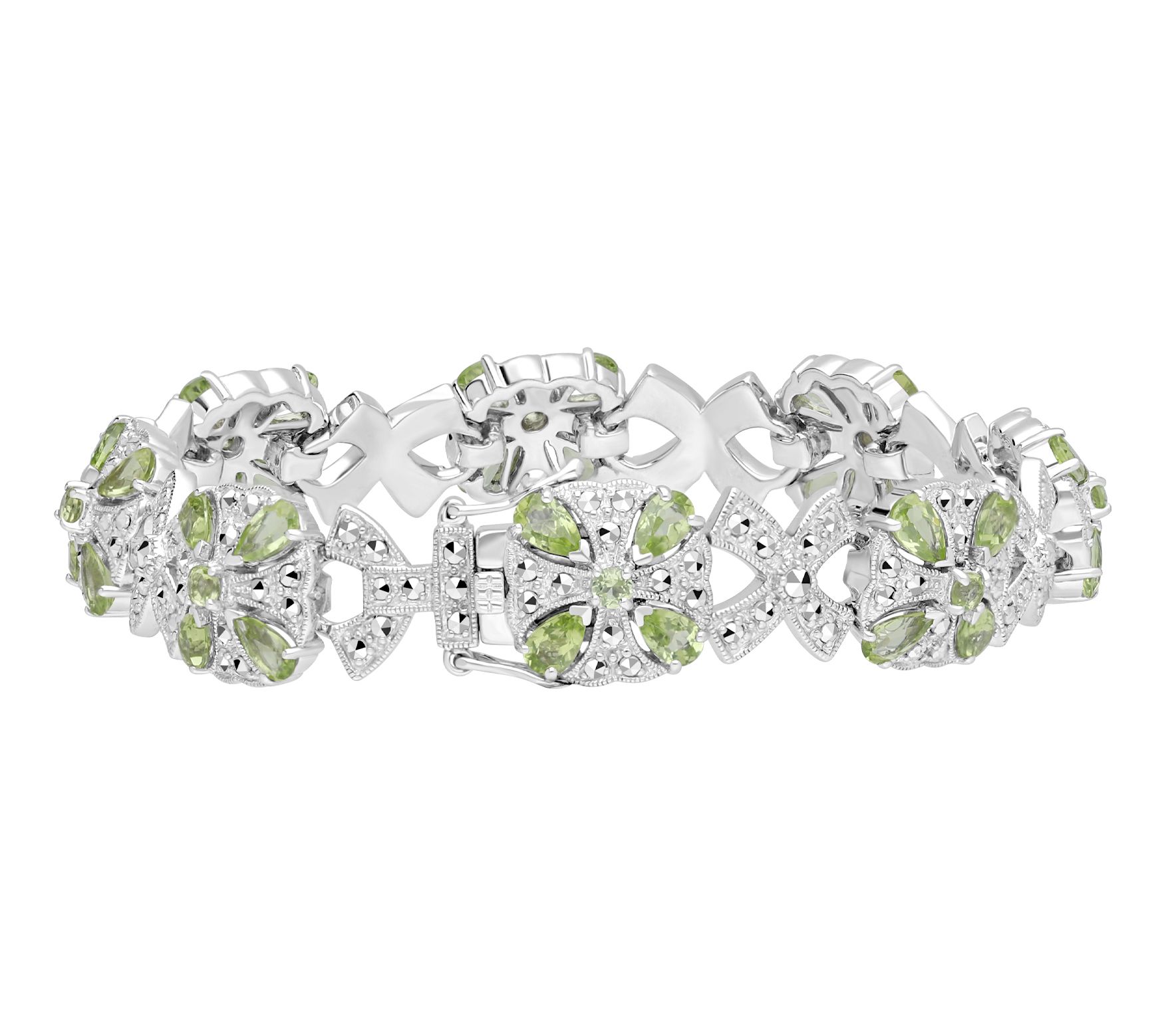 Dallas Prince Sterling Peridot & Chrome Marcasite Bracelet