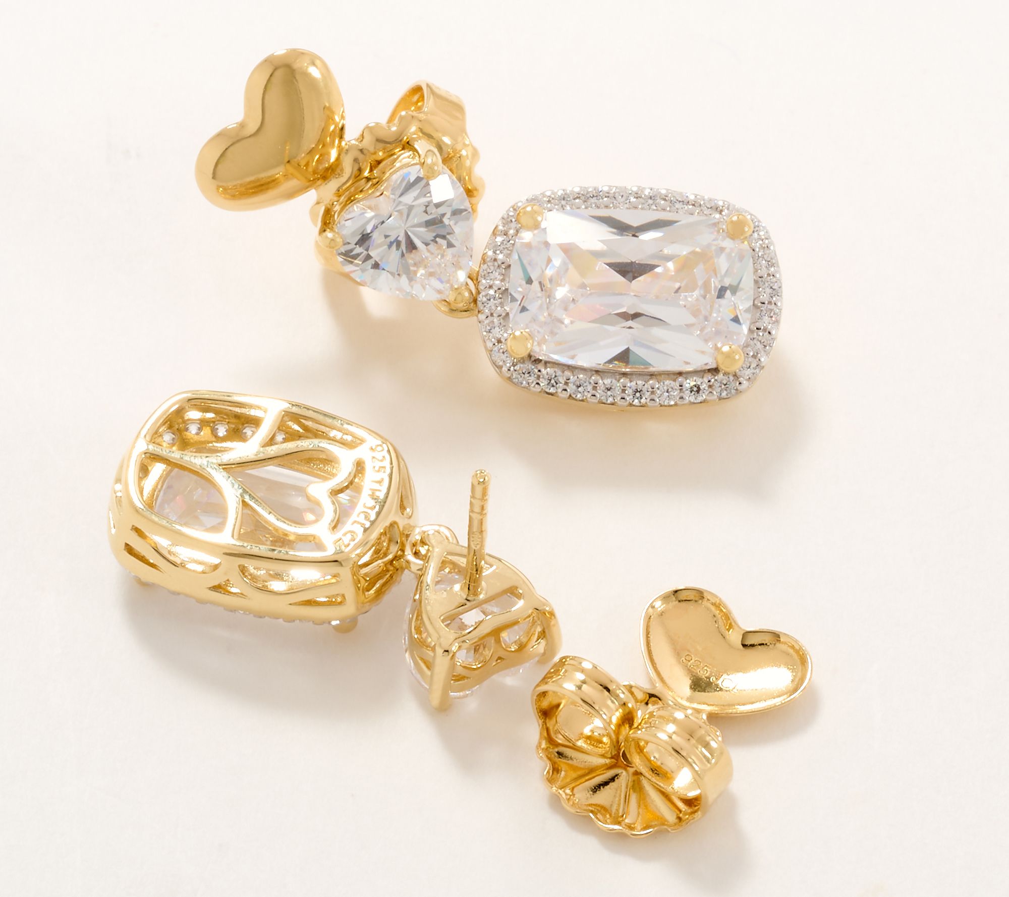 Diamonique x Jennifer Miller Cushion Drop Earrings, Sterling Silver