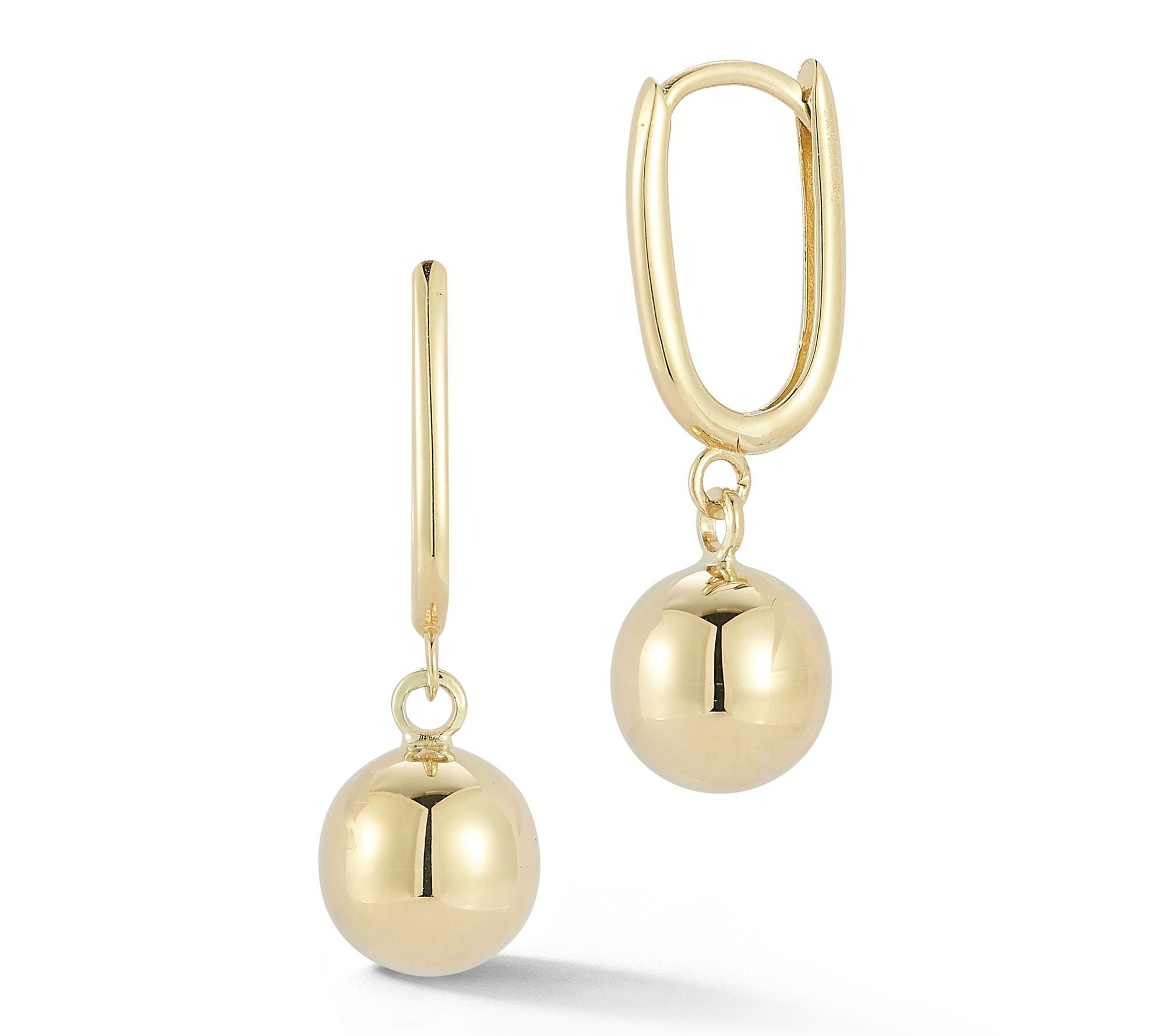 Luminosa Gold Ball Charm Oval Hoop Earrings, 14K