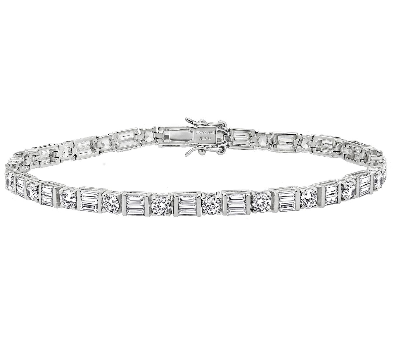 Diamonique Baguette Tennis Bracelet, Platinum Clad