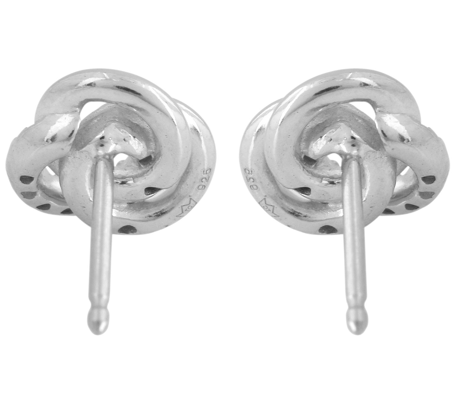 Sterling Silver Pave Knot Button Earrings