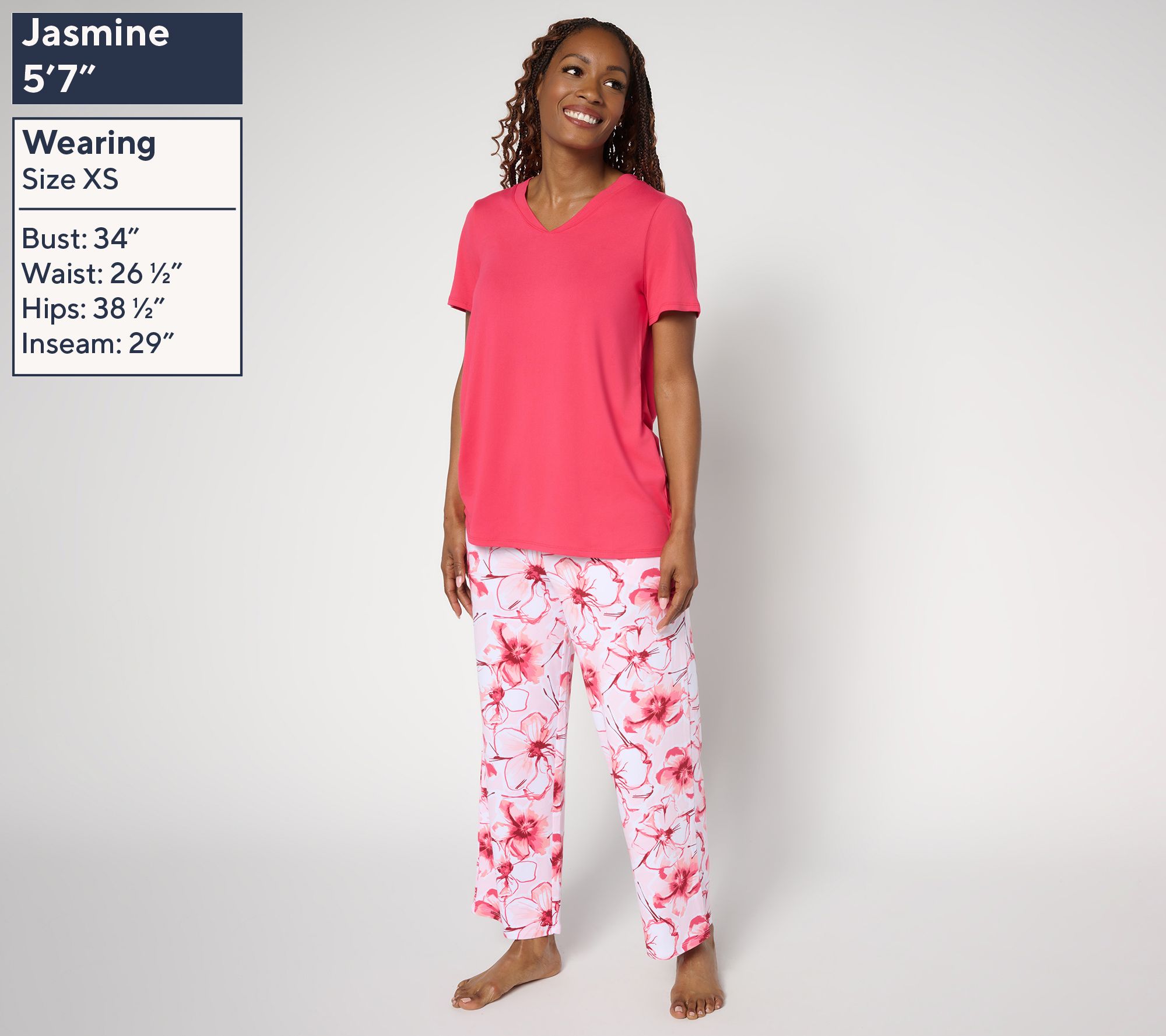 Stan Herman Printed Peached 2pc Cropped Pant Lounge Set