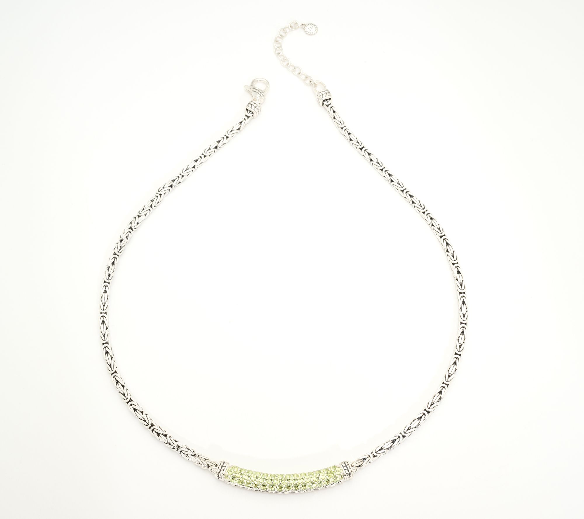 JAI Sterling Silver 3.5mm Byzantine Pave Gemstone 18