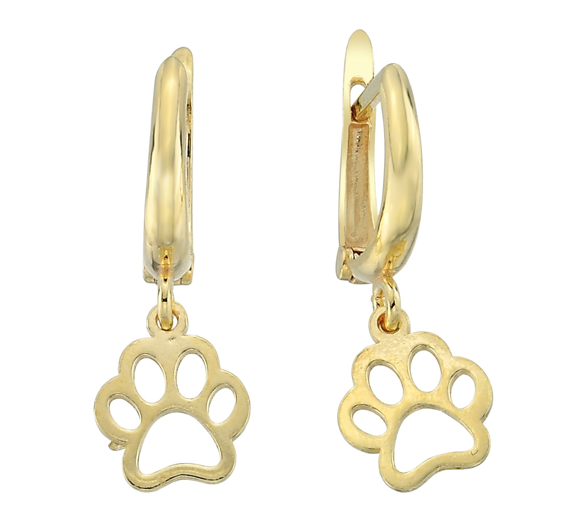 Silver Style Paw Print Huggie Hoop Drop Earrings, Sterling