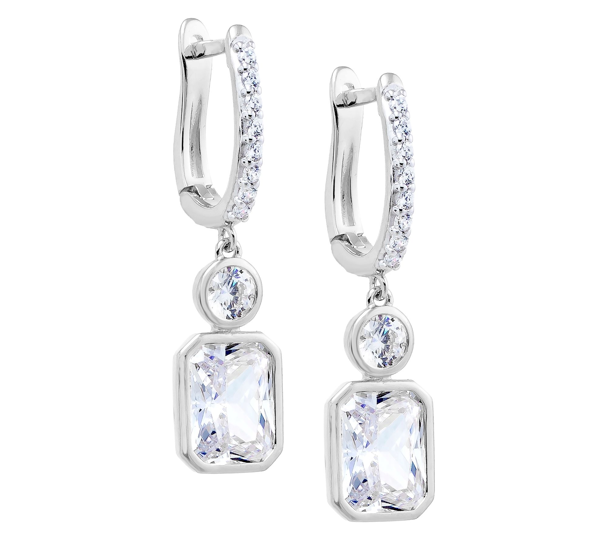Diamonique x Jennifer Miller Asscher Dangle Earrings, Sterling