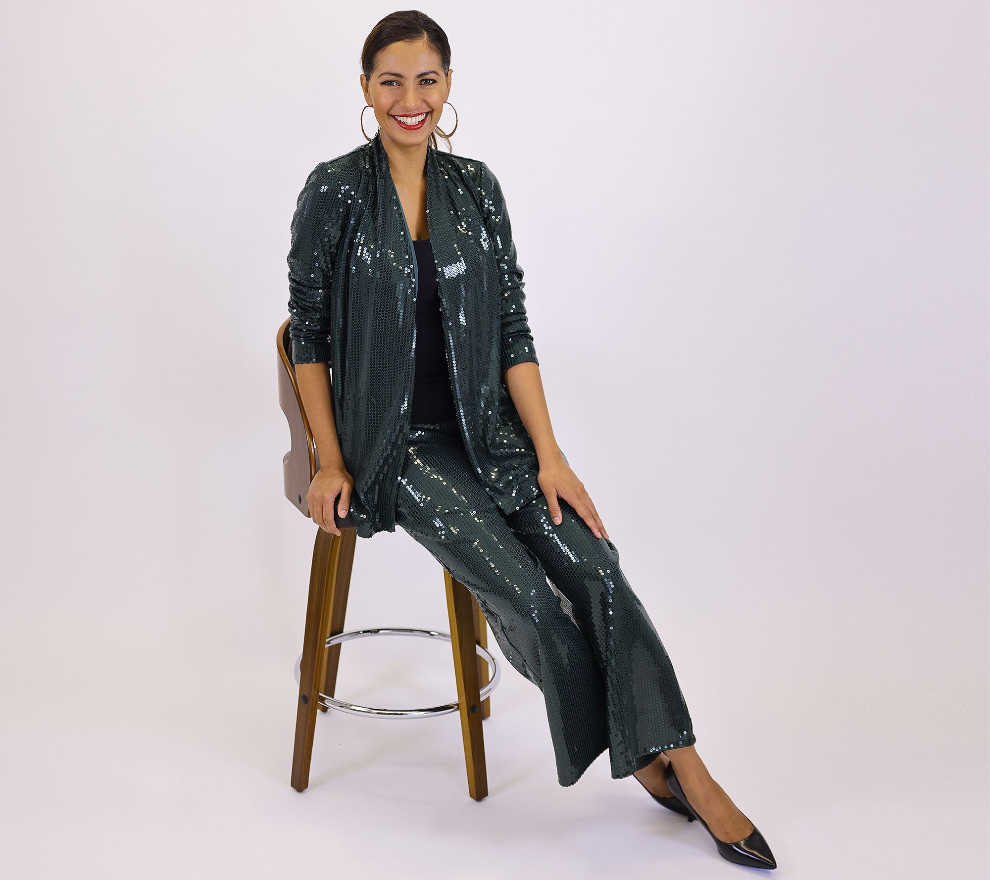 Dennis Basso Printed Sequin Fully Lined Cardigan