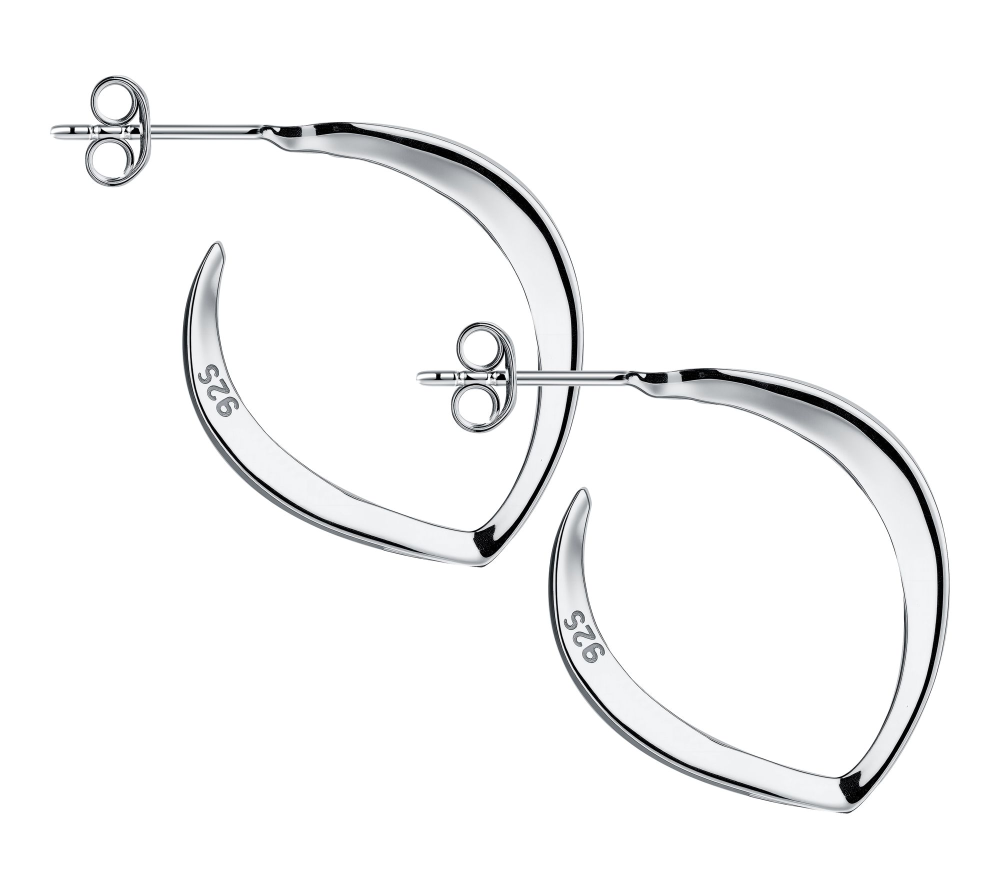 Silver Style Pear Shaped Hoop Earrings, Sterling