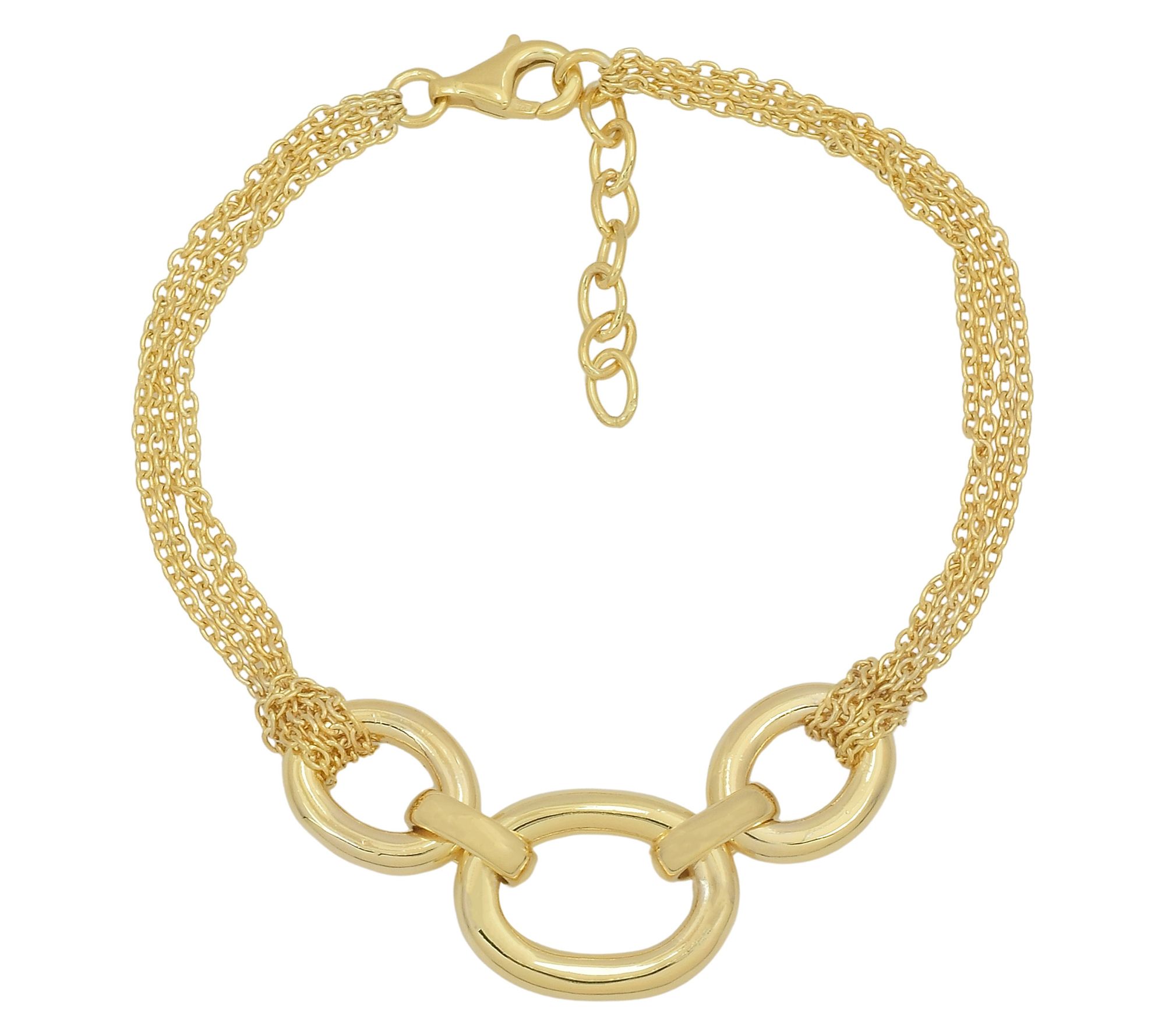 14K Yellow Gold Plated Chunky Oval Link StationBracelet