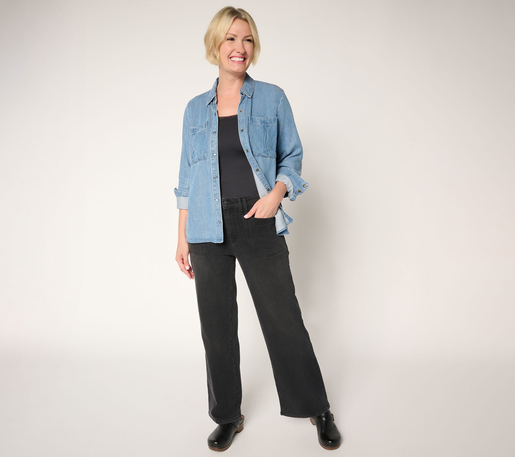 Me by Jennie Garth Regular Repreve Wide Leg Jeans- Color