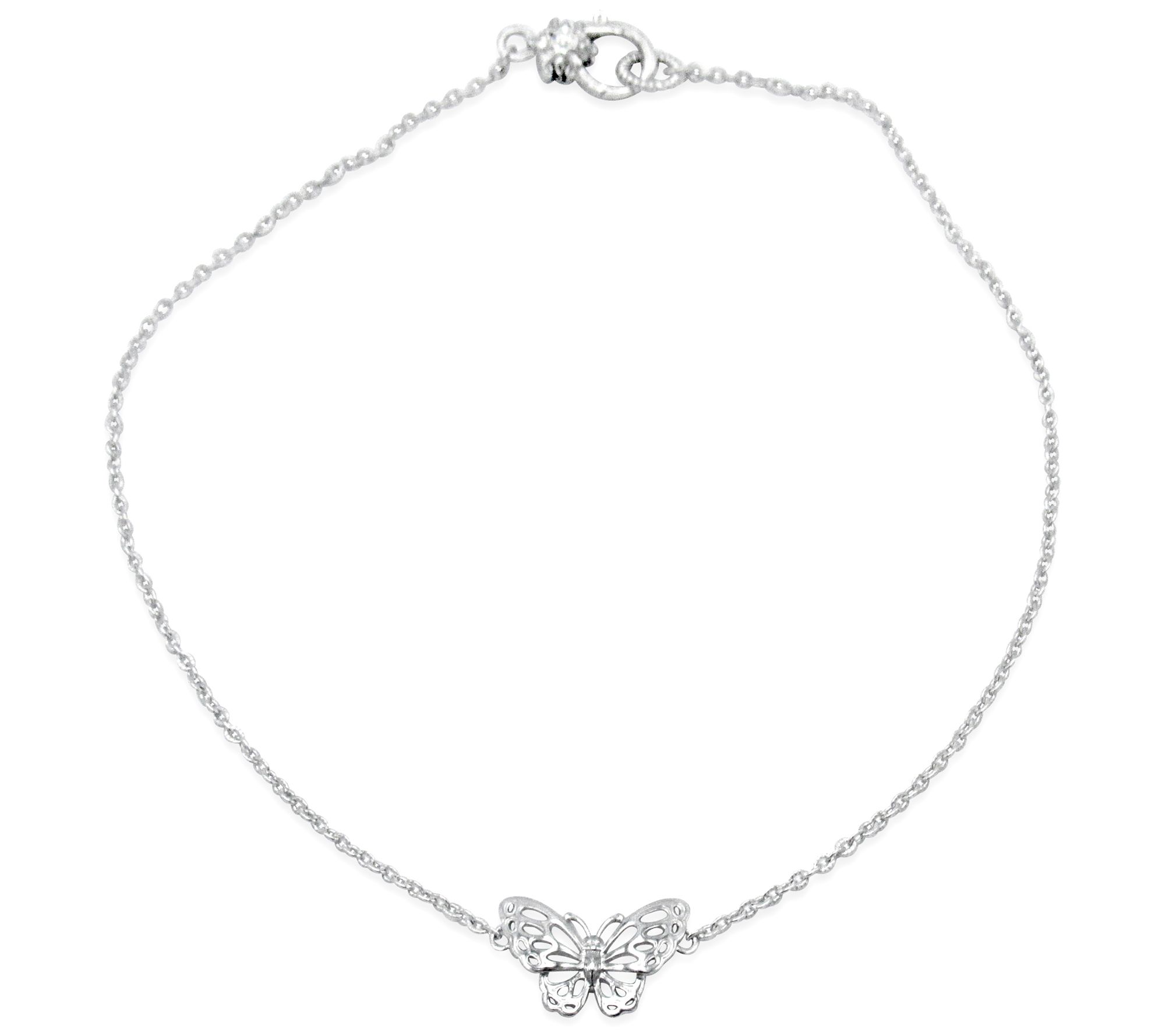 Ariva Sterling Silver Butterfly Ankle Bracelet