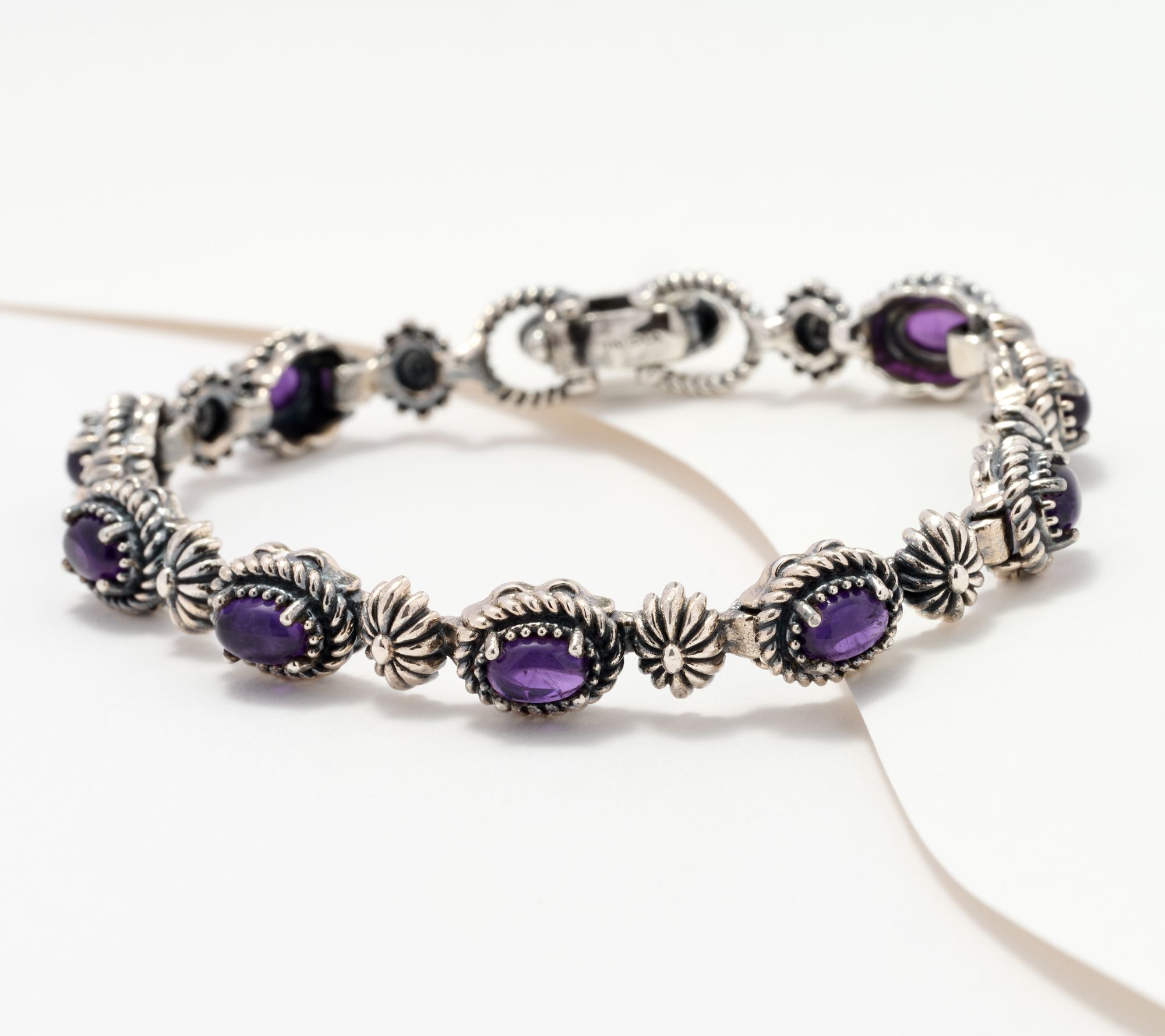 American West Sterling Silver Oval Gemstone Tennis Bracelet