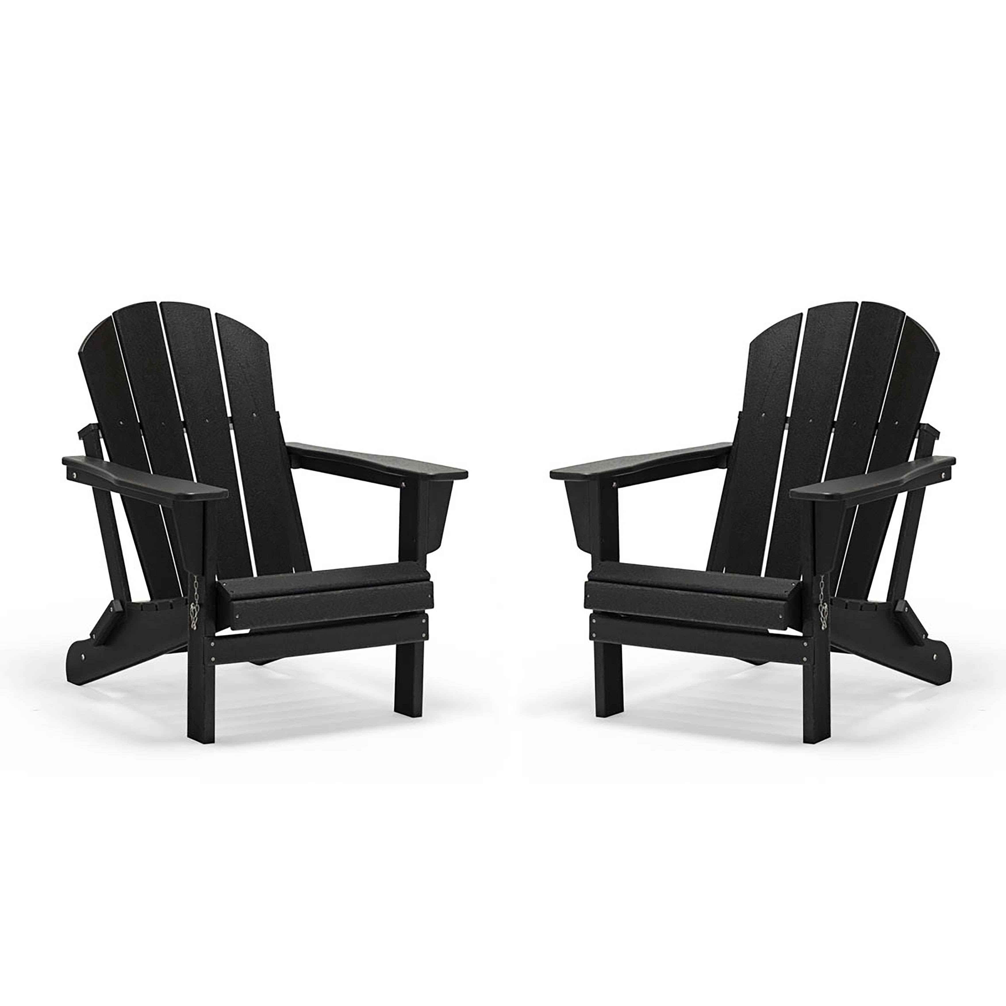 Westin Outdoor Braxton Folding Plastic Adirondack Chair - Black (Set of 2)