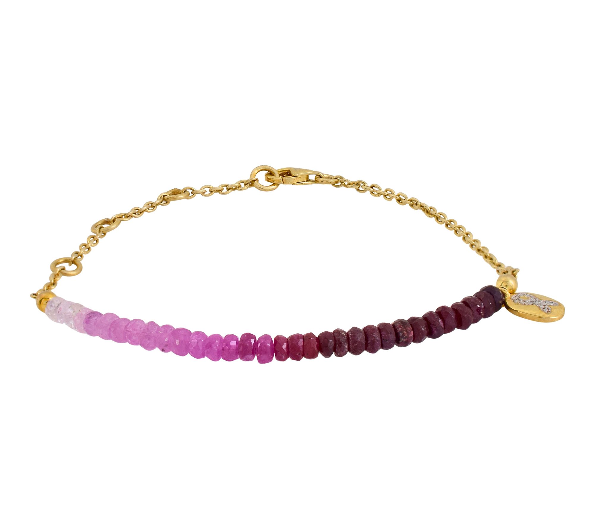 Affinity Gems Ruby Beaded Bracelet, 14K Gold Plated