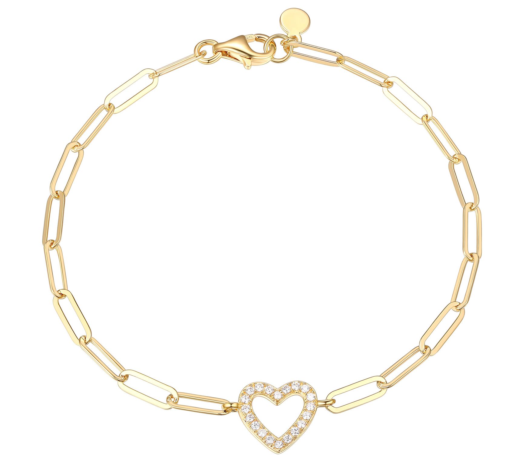 Diamonique Paperclip Link Bracelet, 18K Clad Sterling Silver