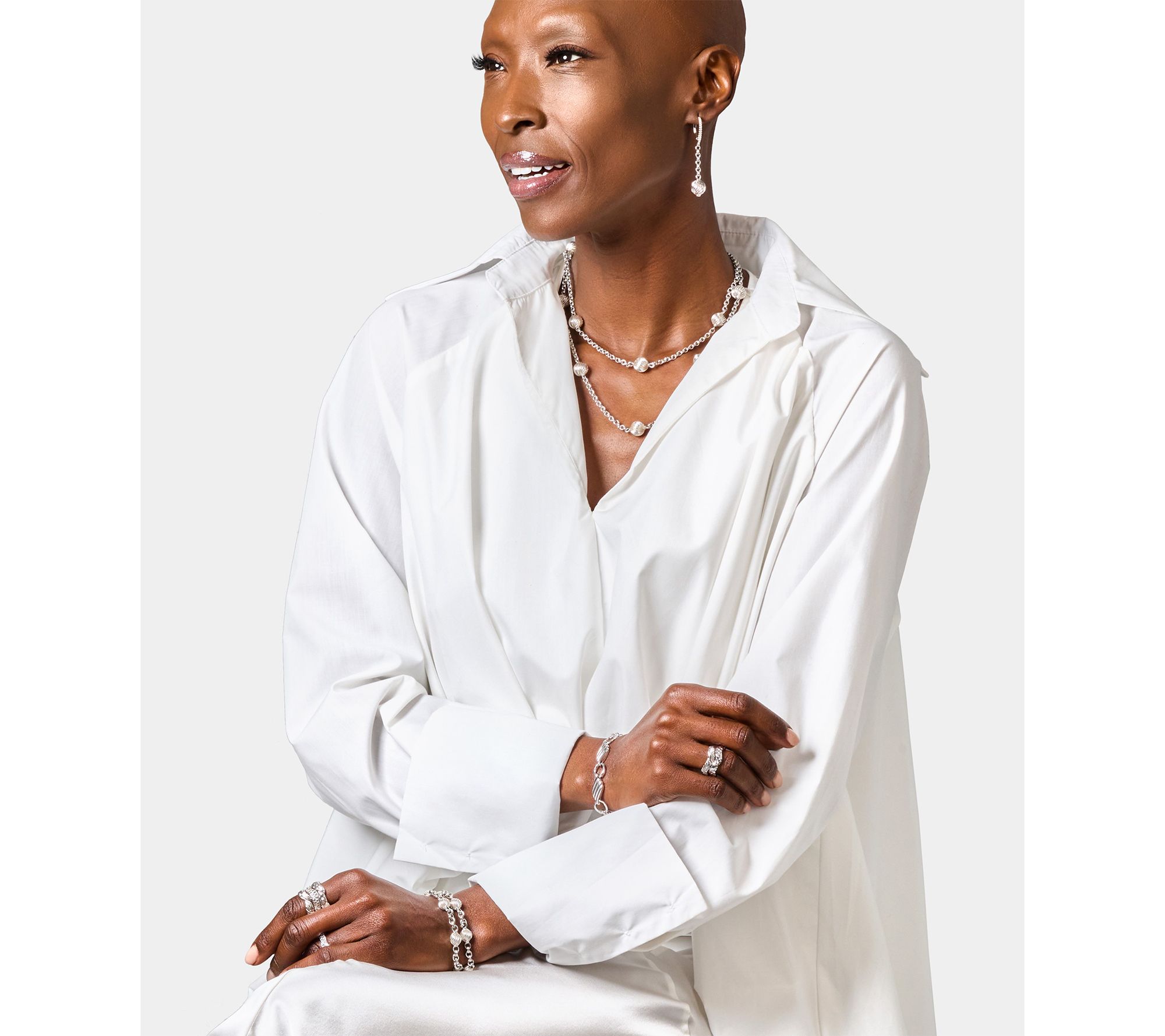 Christian James by Scott Grimes Sterling Silver Bead Station Rolo Bracelet