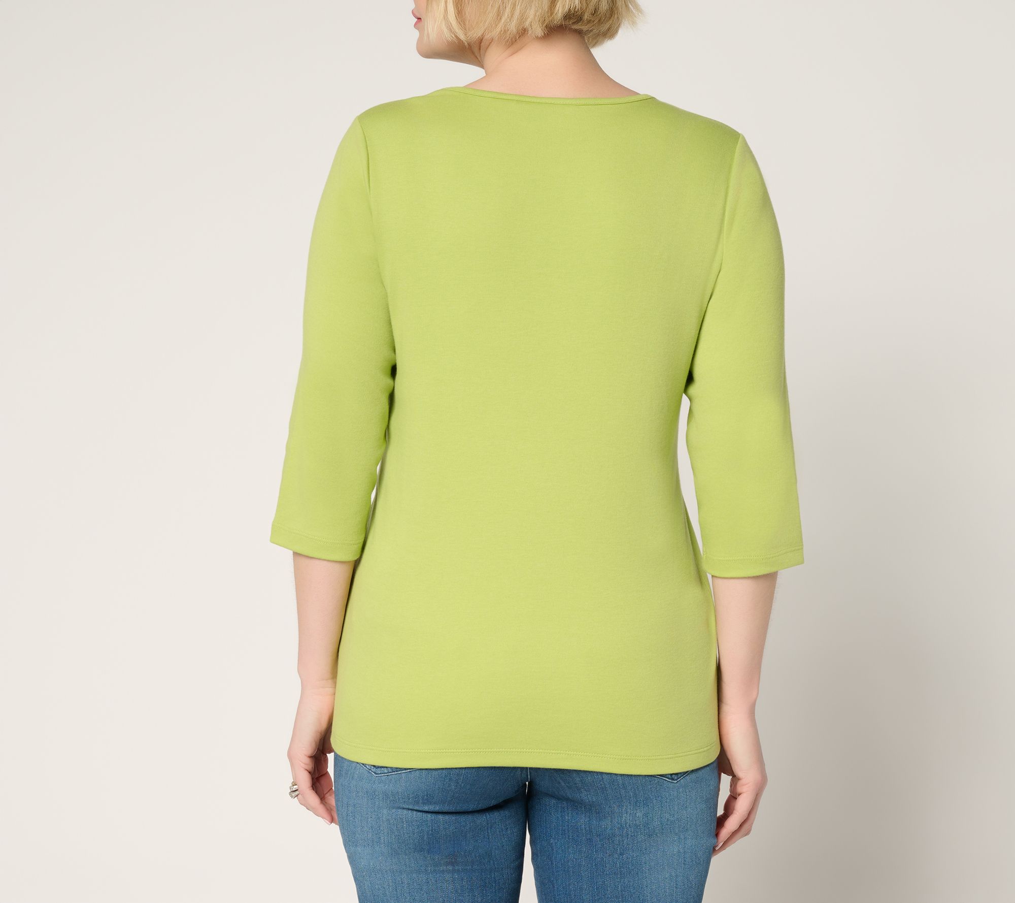 Quacker Factory The Web Embroidered V-Neck 3/4 Sleeve Top