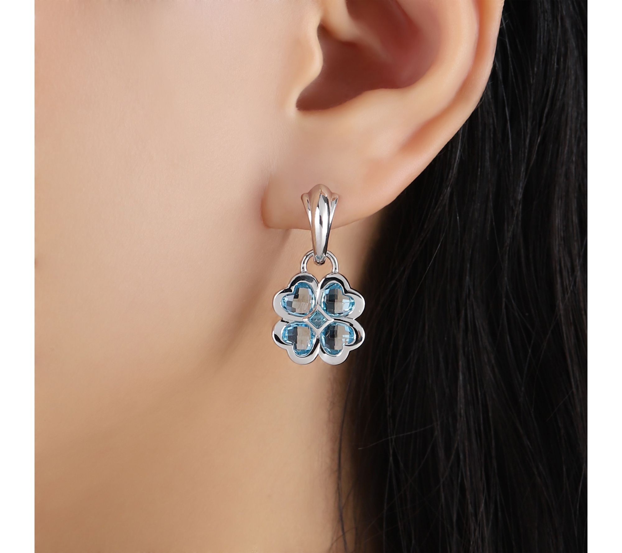 Margo Manhattan Sterling Blue Topaz Lucky in Love Earrings