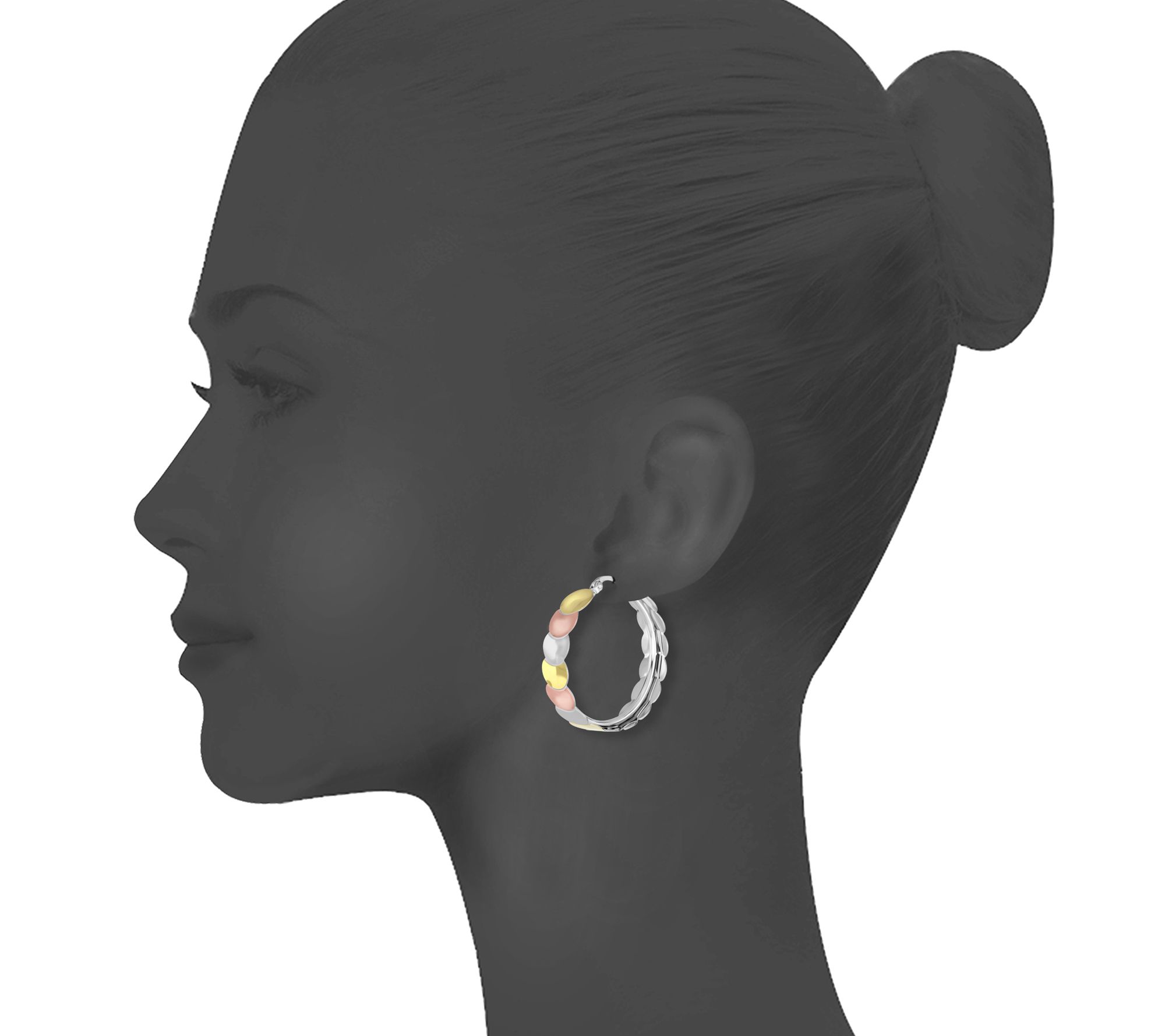 Steel by Design Tri-Color Disc Hoop Earrings