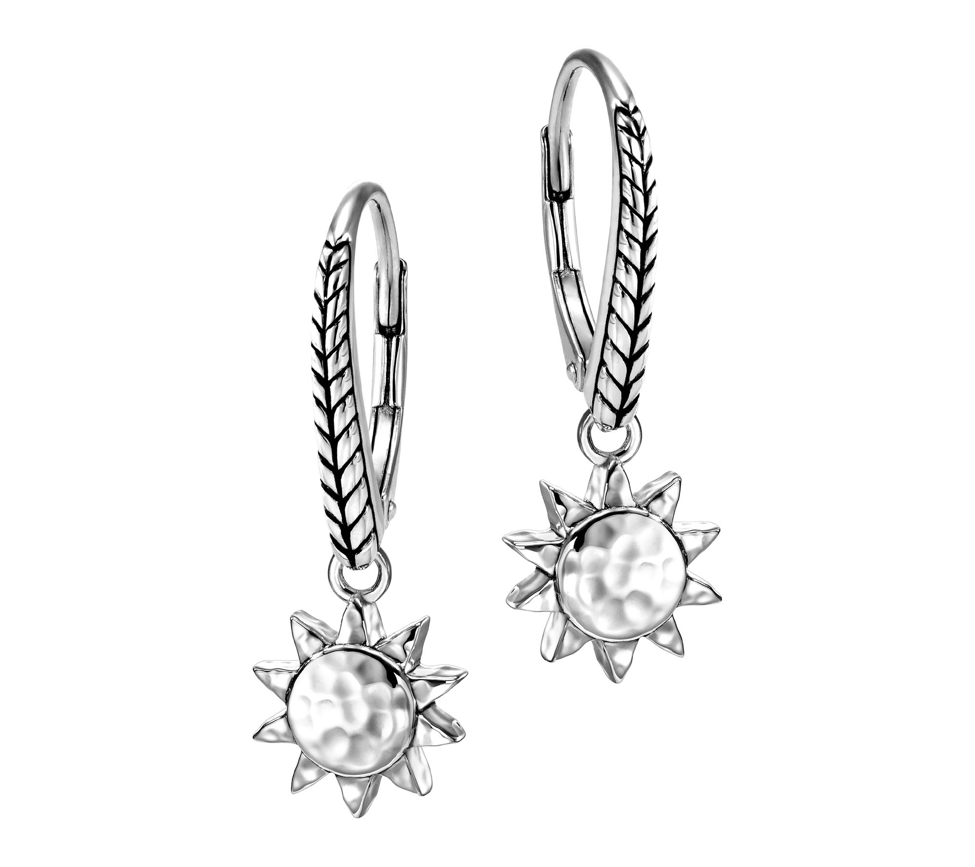 JAI Sterling Silver Symbols of Love Leverback Earrings