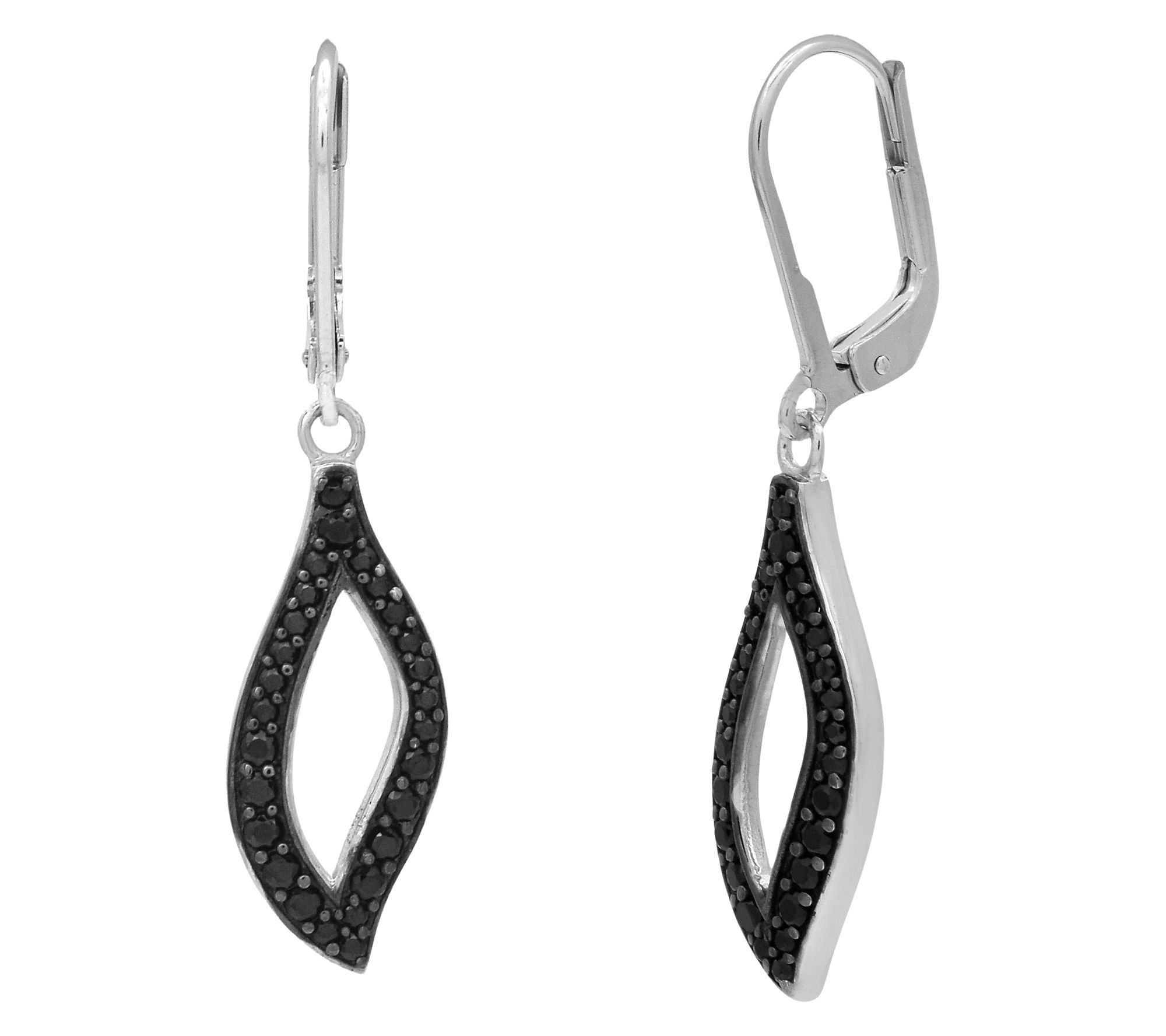 Affinity Gems Pave Black Spinel Dangle Earrings, Sterling